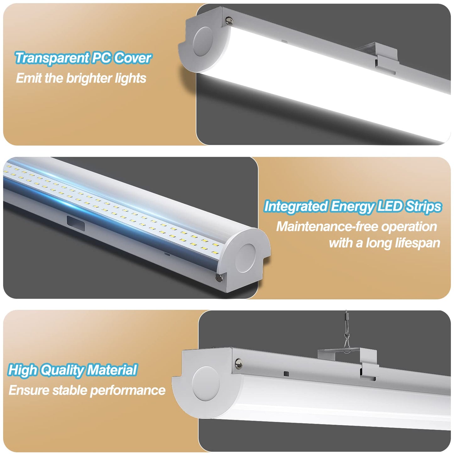 ANTLUX 8FT LED Shop Lights 110W Strip Lights [6-lamp T8 Fluorescent Equiv.], 12000LM, 5000K, Compact Commercial 8 Foot Light Fixtures for Warehouse, Garage, Energy Saving up to 4000W/5 Years, 6 Pack