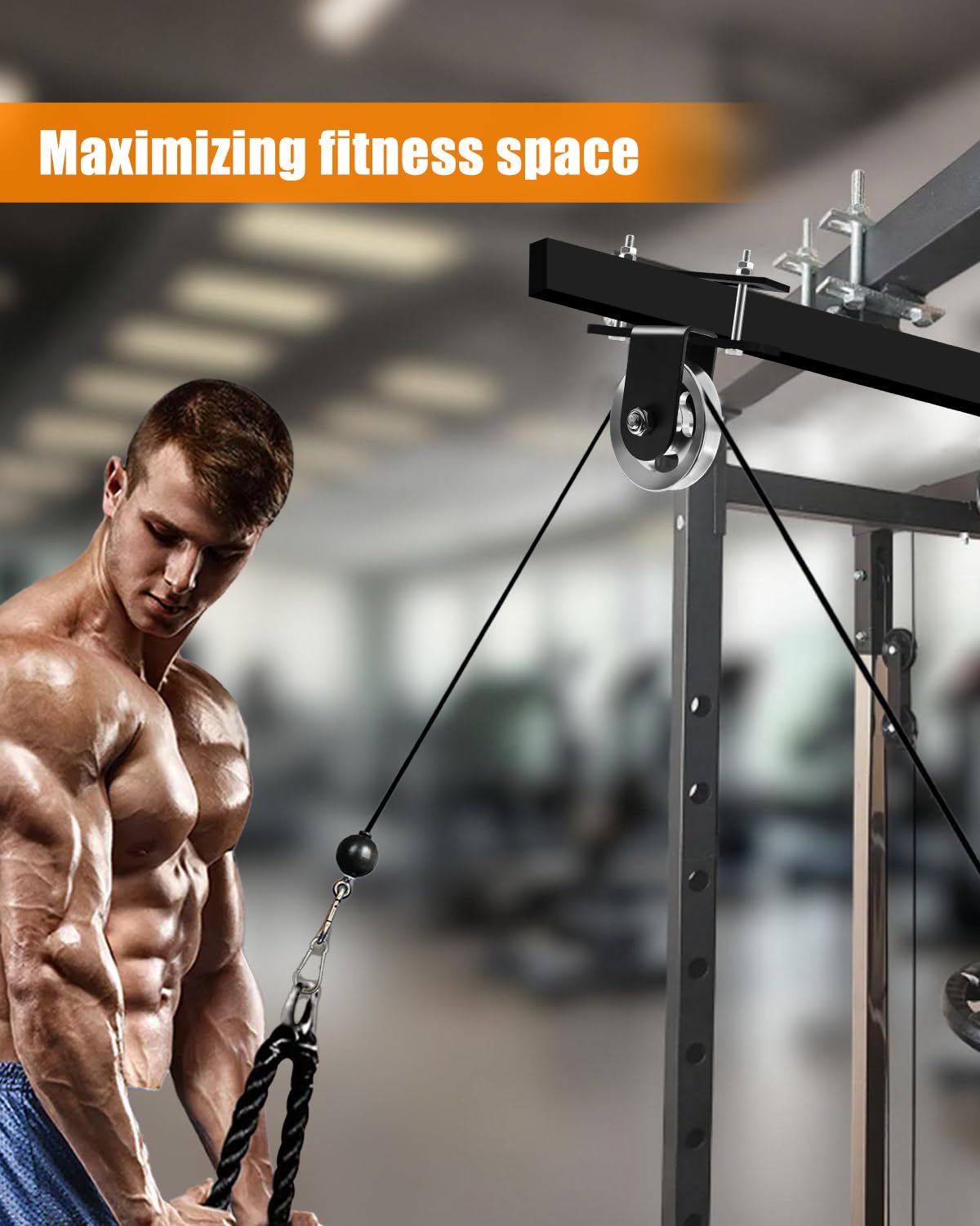 HZSIFU Power Rack Pulley Attachment Home Gym, for Power Cage with Quiet Aluminum Pulldown, Heavy Duty 304 Steel Cable LAT Pulley Machine System