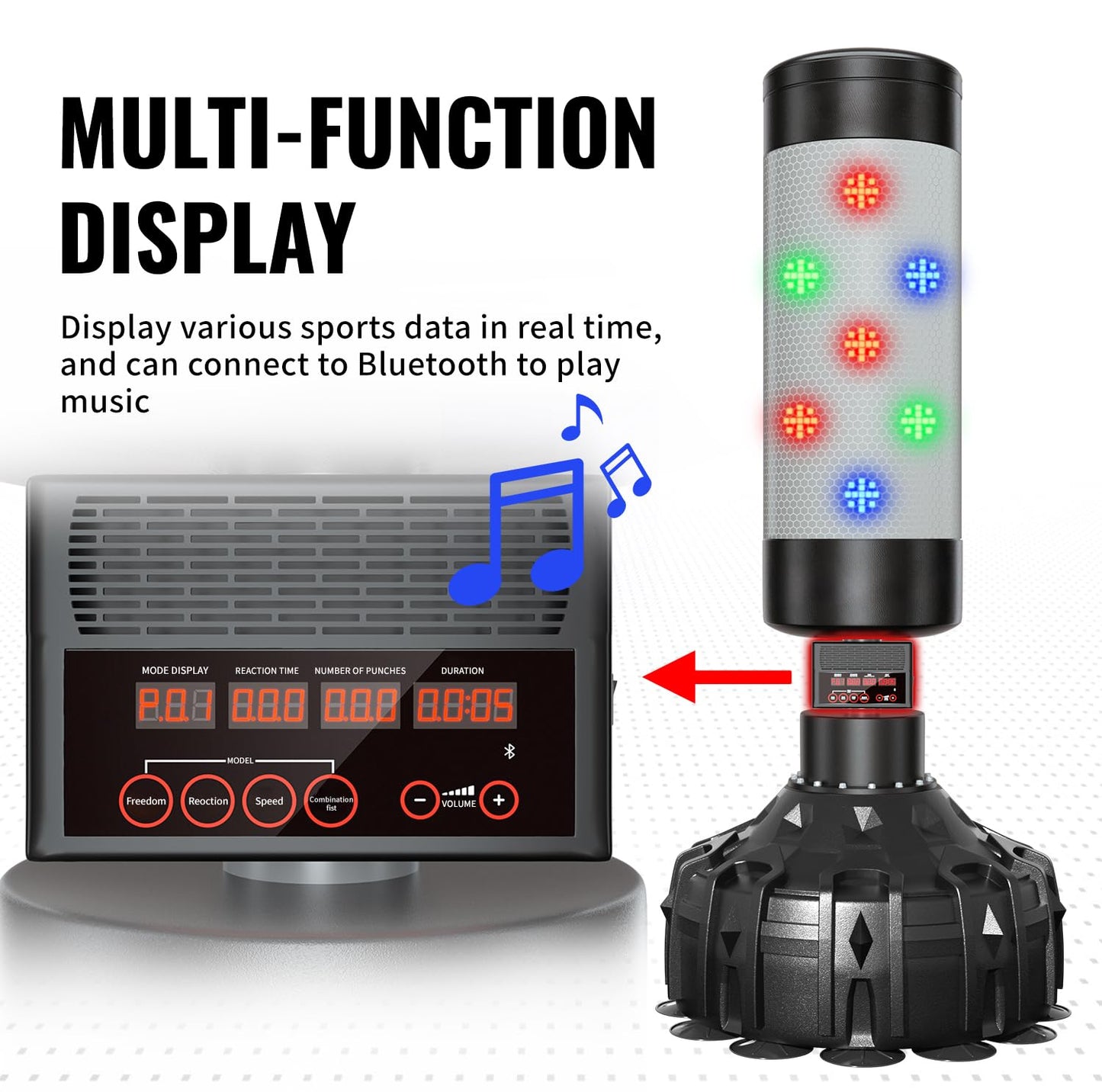 Smart Music Punching Bag 69",4 Training Modes,Can Connect to Bluetooth Smart Music Boxing Bag with 2 Pairs of Boxing Gloves for Home,Office and Gym Workout. (69" Punching Bag with Golves-1)