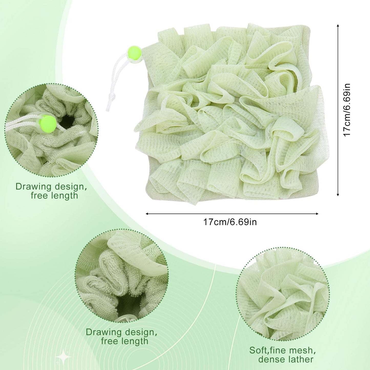 ZhouBoat 2 Pack Exfoliating Loofah Soap Holders with Washcloth Double-Sided Bath Sponge Body Scrubber Reusable Shower Pouches