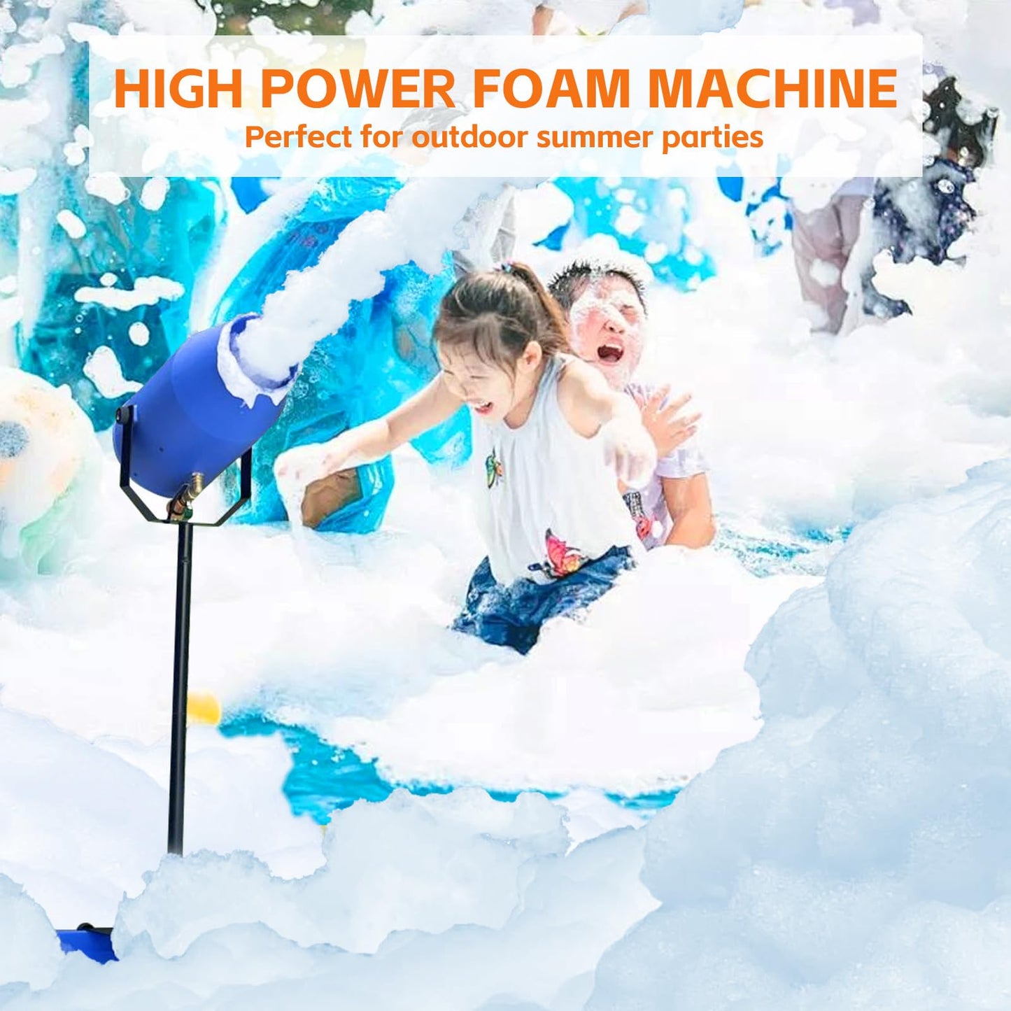 Foam Machine for Party, Party Foam Machine with Water Tank, Foam Cannon for Garden, Pool, Indoor, Birthdays, Celebrations, and Backyard Events (Blue)