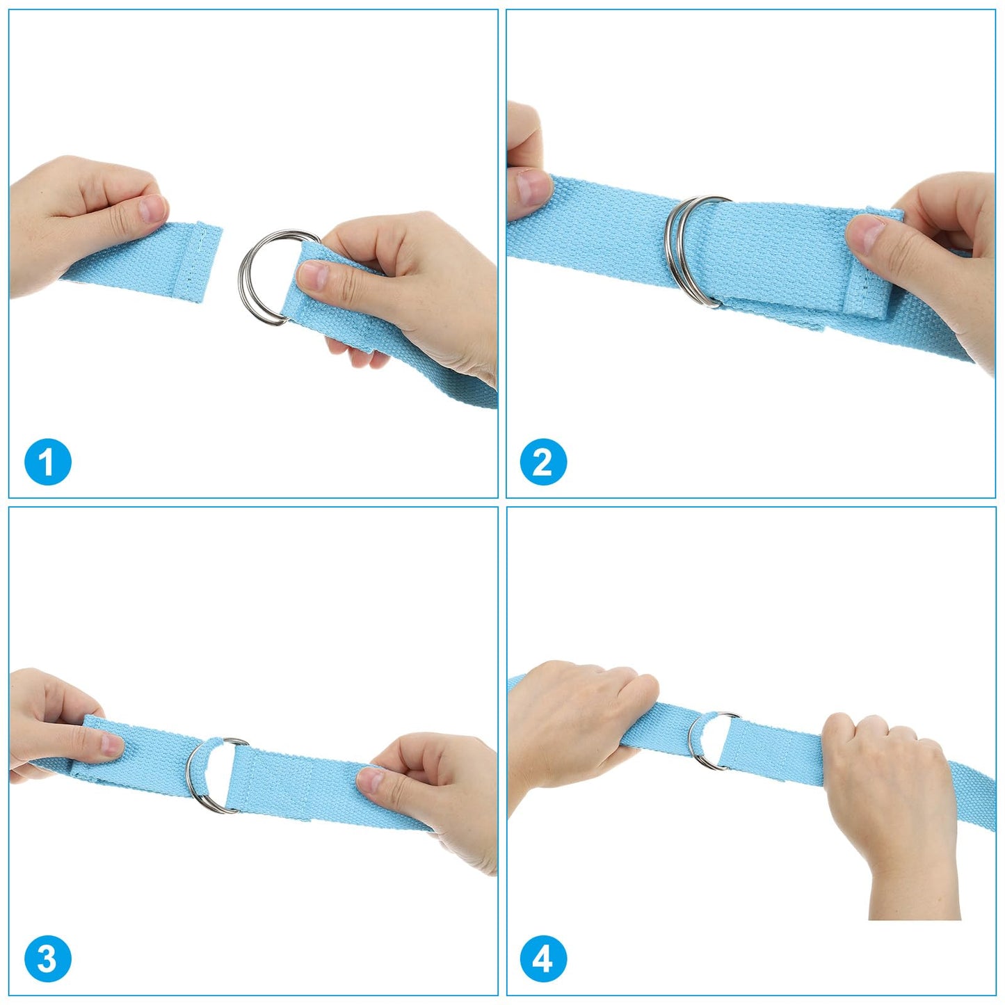 PATIKIL Yoga Strap for Stretching 6 Feet, 10Pcs Cotton Yoga Belt with Adjustable Metal D-Ring Buckle Stretch Bands for Fitness Pilates, White