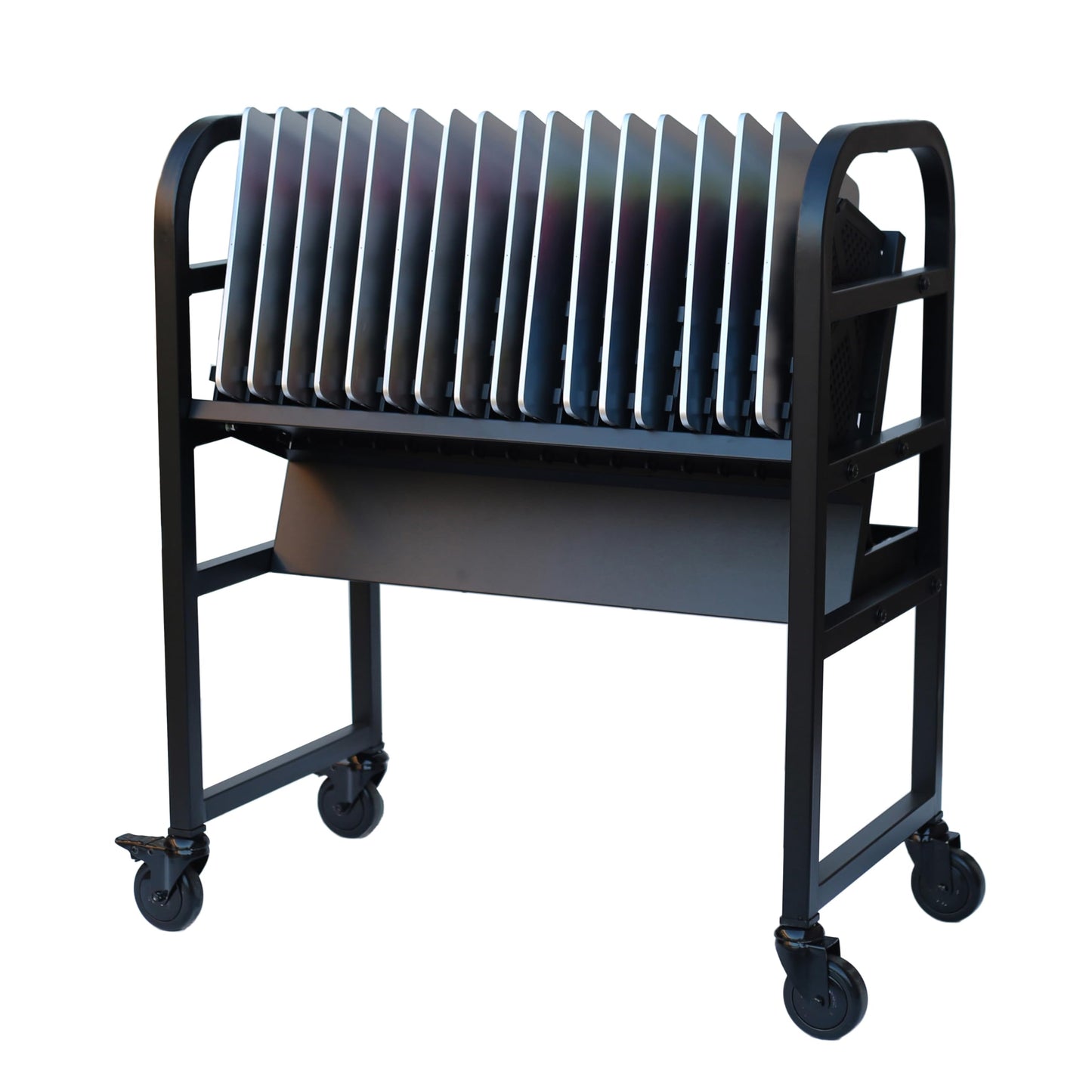 Workington 16-Device Mobile Open School Charging Cart Station for Ipads, Chromebooks, Tablets and Laptops Computer with Power Strip Included, Assembly Required, 1005 Black