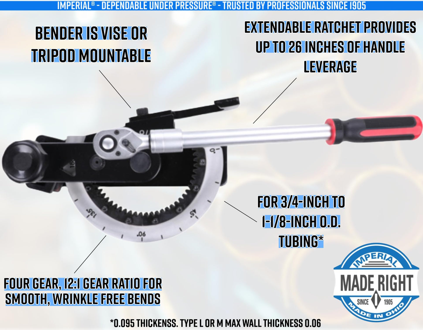 Imperial Tool 270F18 Gear Type Tube Bender for 1-1/8" O.D. Tubing