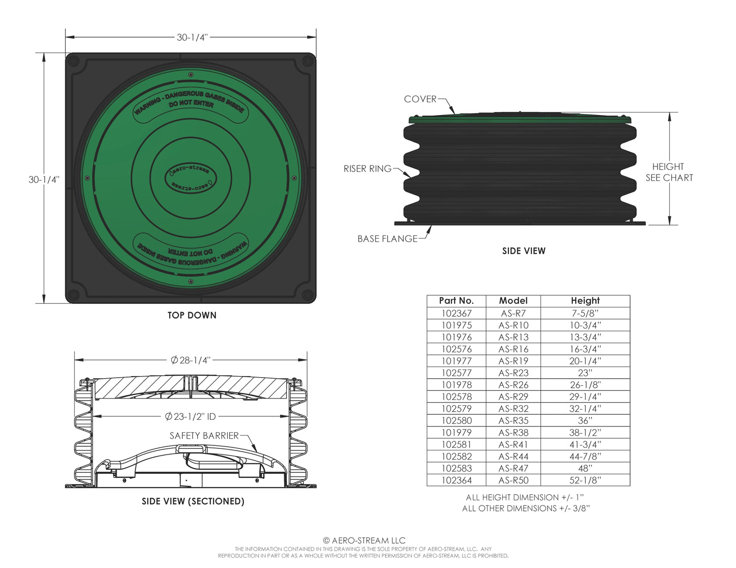 Aero-Stream AS-R29 Septic Tank Riser kit - 23.5" Diameter X 29" Tall