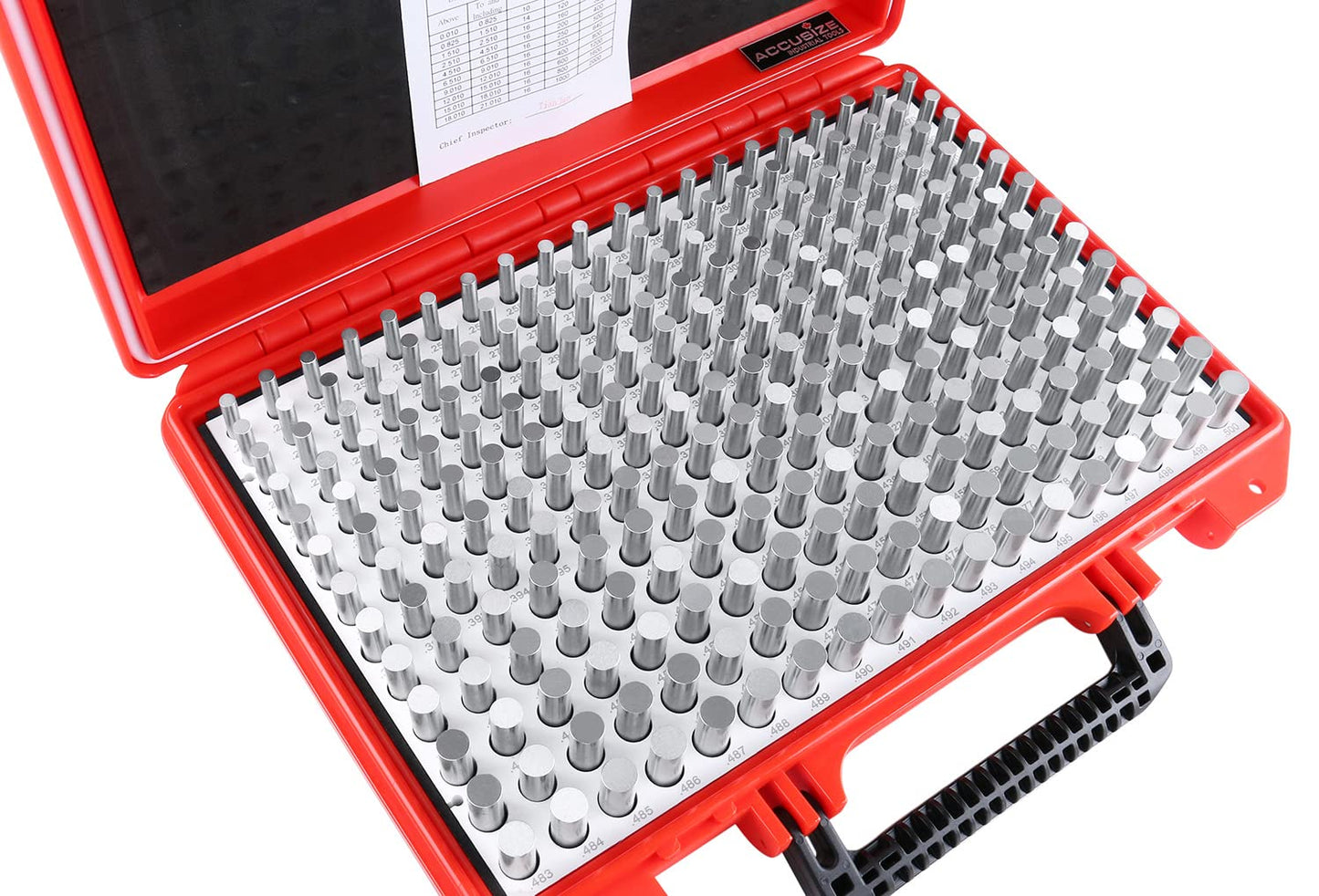 Accusize Industrial Tools 0.251''-0.500'', 250 Pc/Set Steel Plug Pin Gage Set, Minus, Class Zz, M2(-)