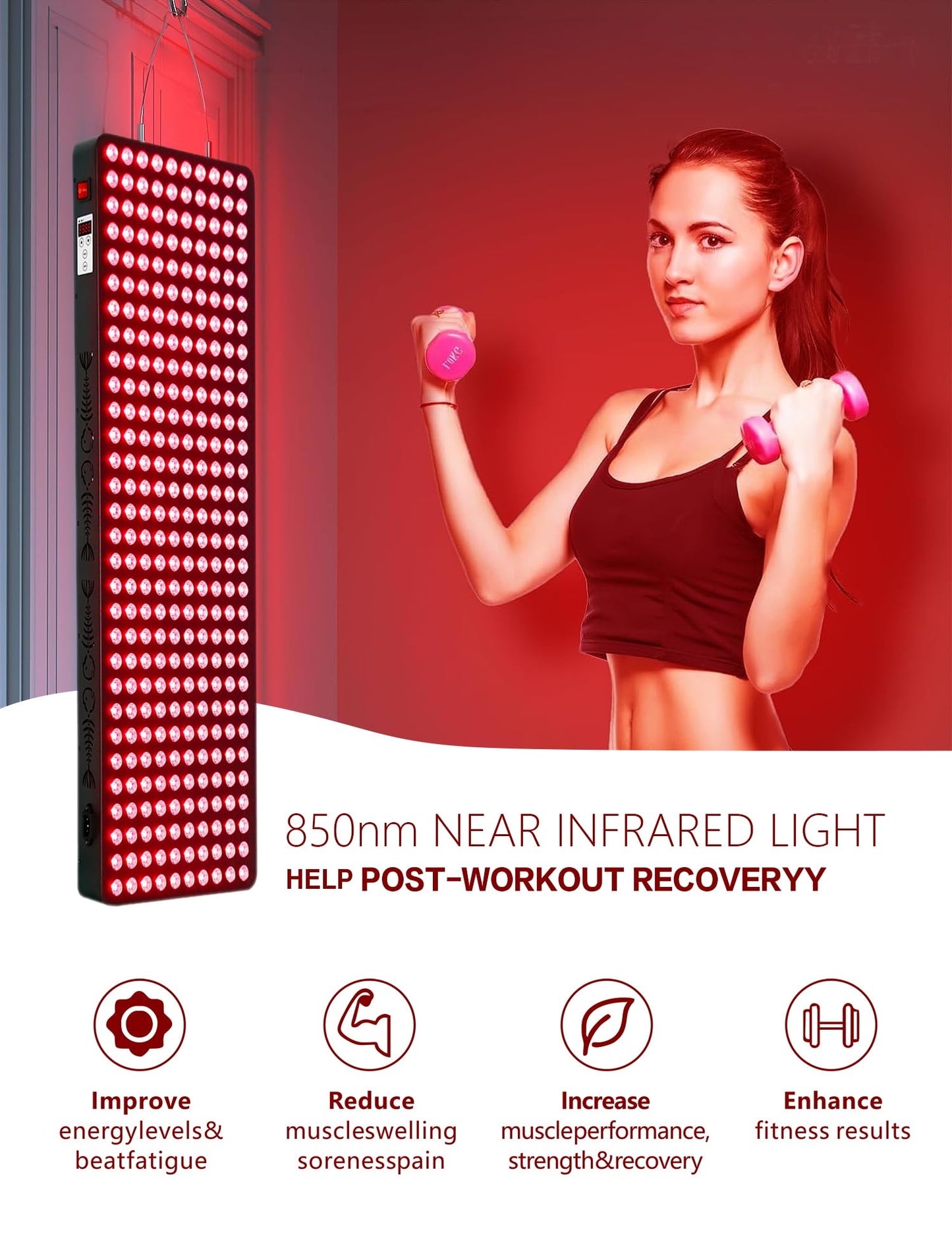 Supersred Red Light Therapy for Body Face,Extra Large Infrared Red Light Therapy Panel Full Body for Pain Relief,LED 660nm Red Light Panel & 850nm Near-Infrared Therapy Device (300 LEDs - 1500W)