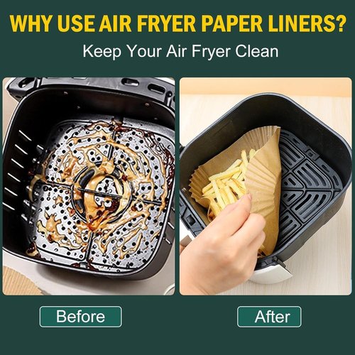 AirFryer Disposable Paper Liners - Non-Stick Parchment for Baking & Frying | 125PCS, 6.3 Inch