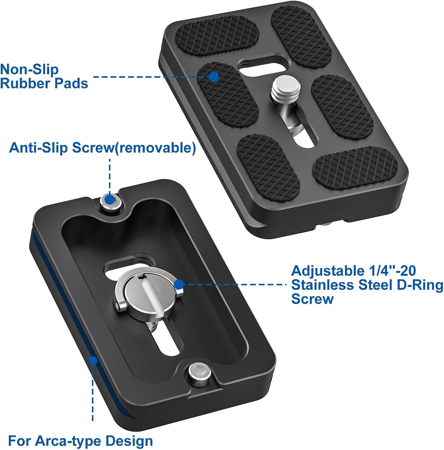 CAVIX PU-60 1/4-20 (37g) Aluminum Alloy Universal Arca-Swiss Quick Release Plate Includes Screw, Compact & Lightweight