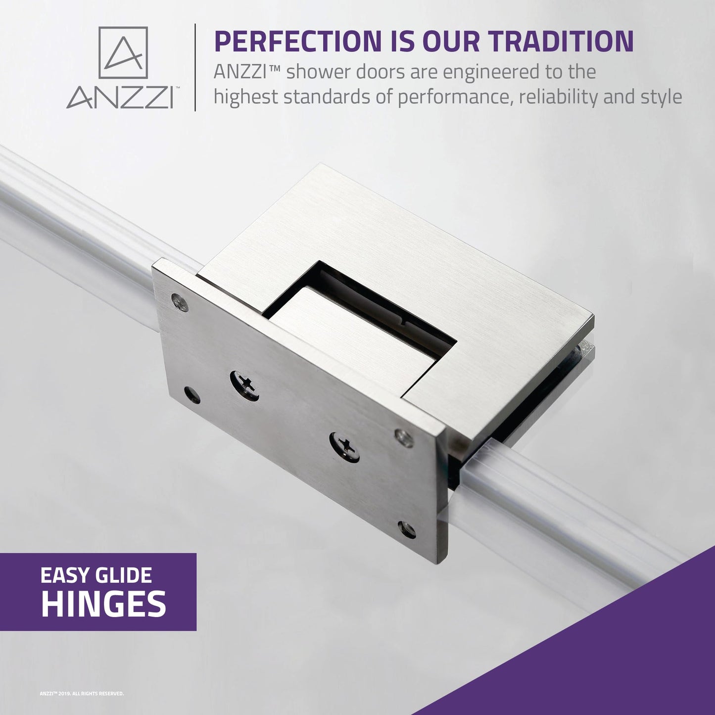 ANZZI Frameless Hinged Shower Door 24 x 70 in, Brushed Nickel, 5/16 in Clear Tempered Deco-Glass, Tsunami Guard, ANSI Certified, Reversible Left or Right Install Fellow Series | SD-AZ09-01BN