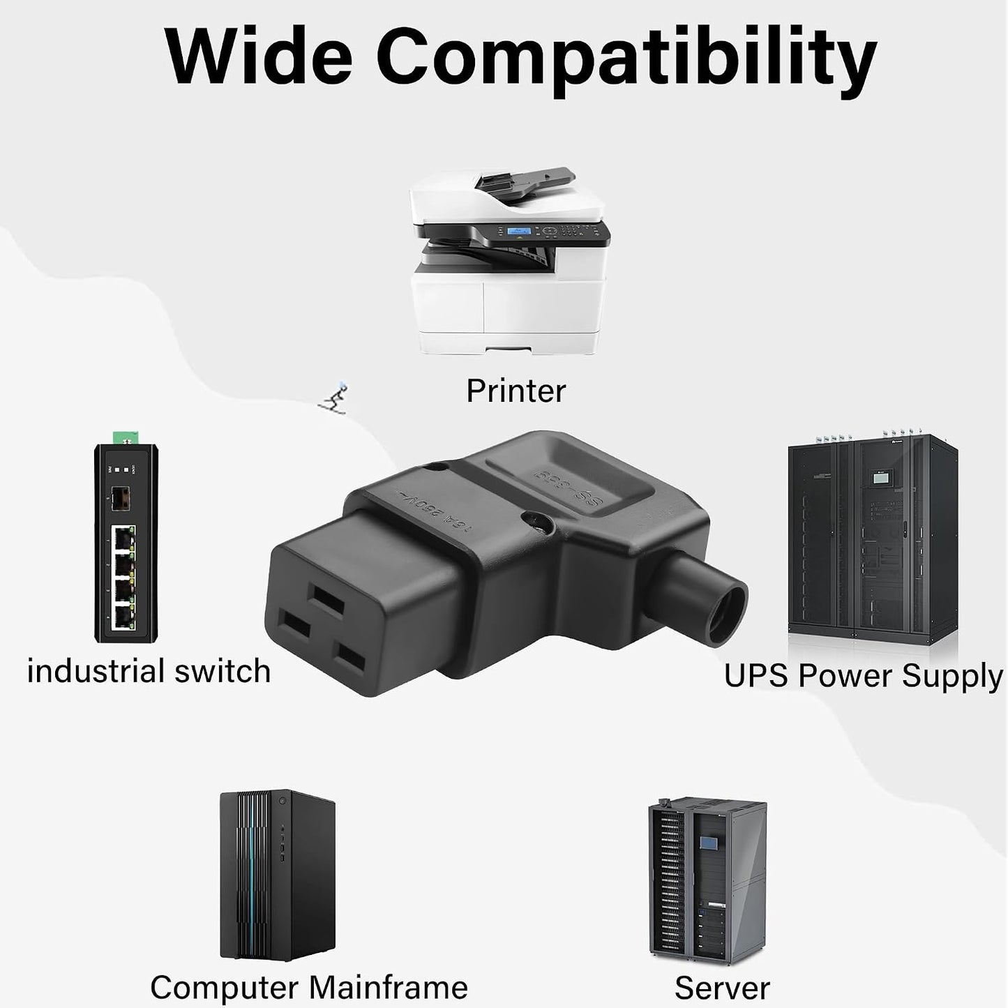 JSADZKJ IEC320 C19 Adapter,16A/250V C19 Connector,90 C19 Computers,Monitors,Servers,UPS,PDU,etc.-Blac(IEC320 C19) Right