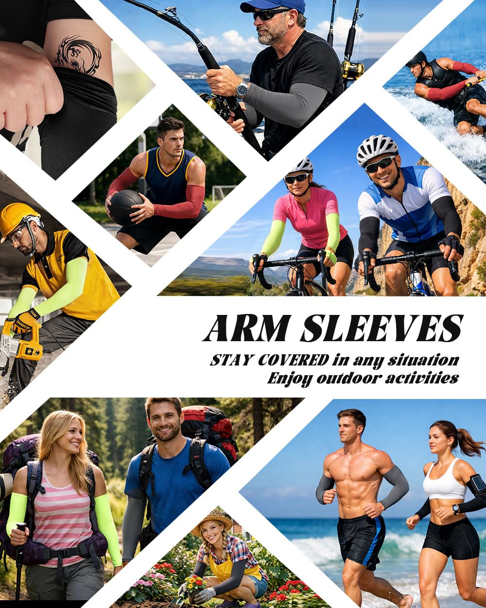 BHYTAKI Cooling Compression Arm Sleeves for Men Women,UPF50 UV Sun Protection Sleeves for Work Sport Tattoo Cover Up