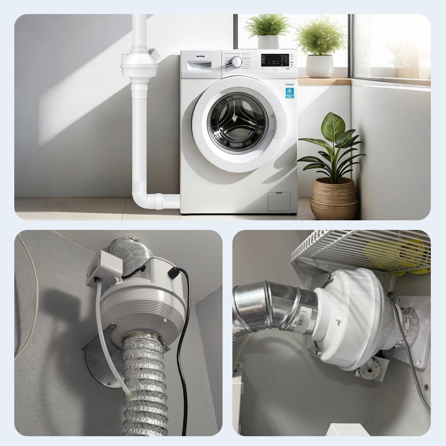 4 Inch Dryer Booster Fan with Pressure Switch for Auto-Activation, 167 CFM Dryer Vent Booster Fan with Plug, Compatible Replacement for DBF 110, Helps Shorten Drying Time & Reduce Lint Buildup
