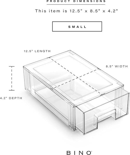 BINO Stackable Storage Drawers - Clear Small Organizers for Bathroom & Vanity | Crate Collection