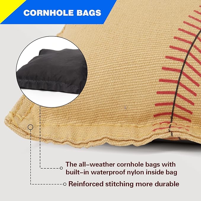 GSE Games & Sports Expert Set of 8 Premium Weather Resistant Cornhole Bags. Regulation Size and Weight Bean Bags for Cornhole Toss Games (Several Styles Available)