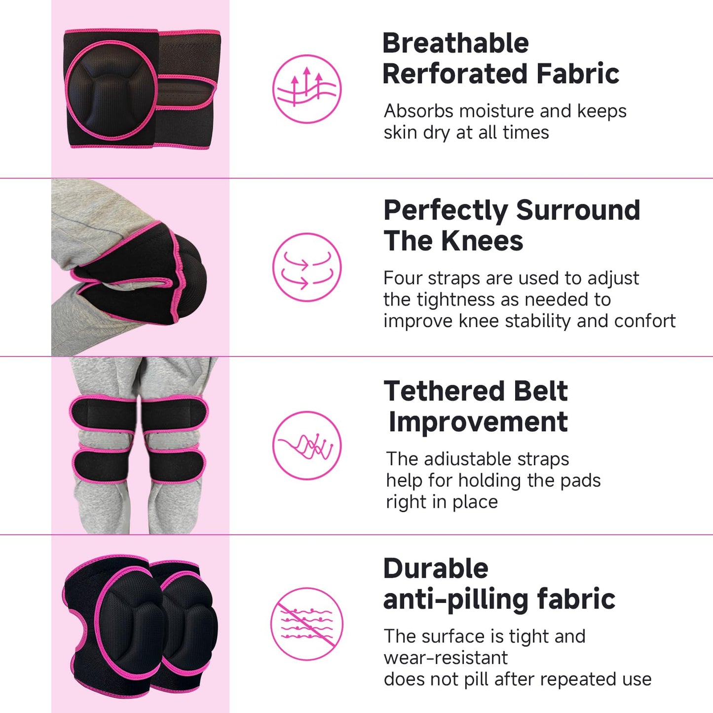 Knee Pads, Thick Sponge Anti-slip, Collision Avoidance Knee Pads, for Running, Mountaineering, House Working,Gardening Maintain (Pink, Large)