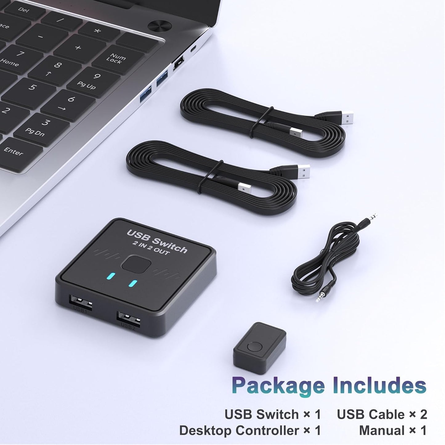 Lecnvuo 2 2 2 2 2 2 USB Switch in Out, USB Switcher Computers Sharing Keyboard and Mouse Printer Scanner Webcam