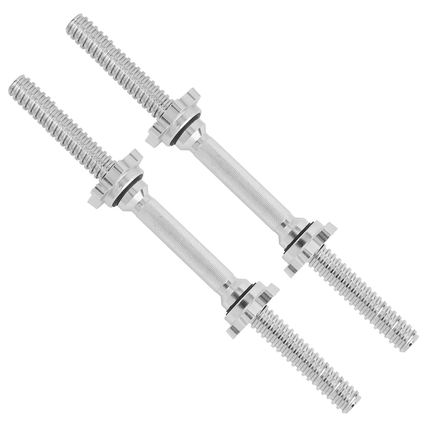 Yes4All Pair of Threaded Dumbbell Handles 18 inch with Collars, Chrome Grip, Fit 1” Plates, Weight Bar Connector