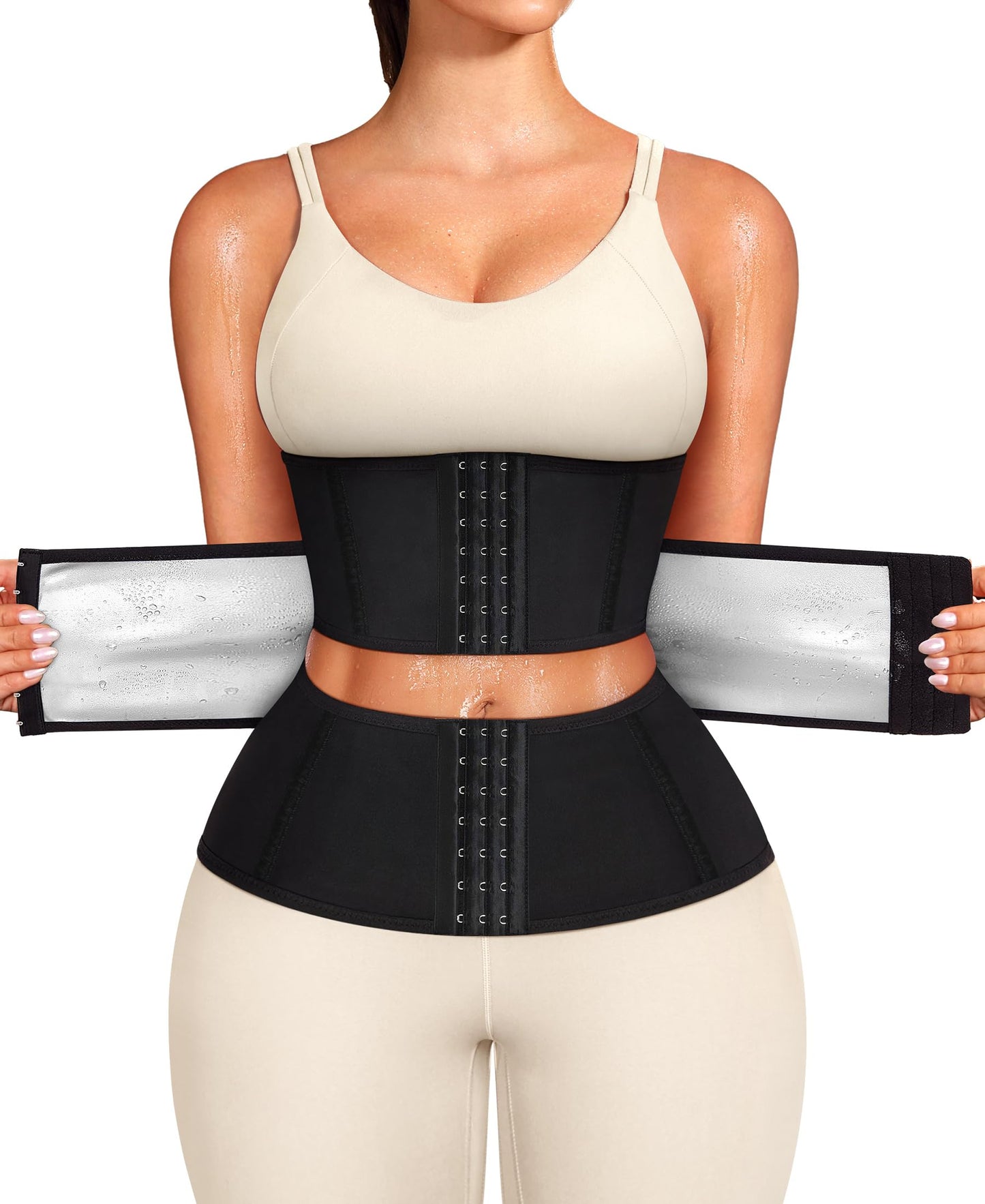 Junlan Sweat Waist Trainer for Women Sauna Waist Trainer for Working Out(Black,3X-Large)