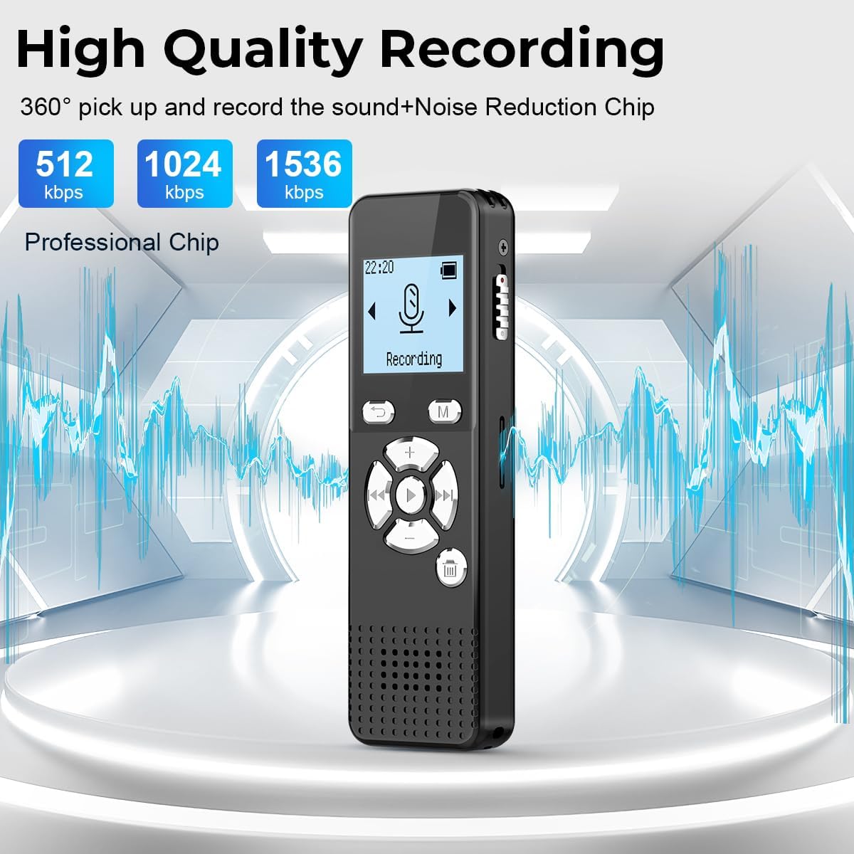 AKALULI 72GB 5300 Digital Voice Activated Recorder with Playback - Audio Recording Device with Hours Recording Time