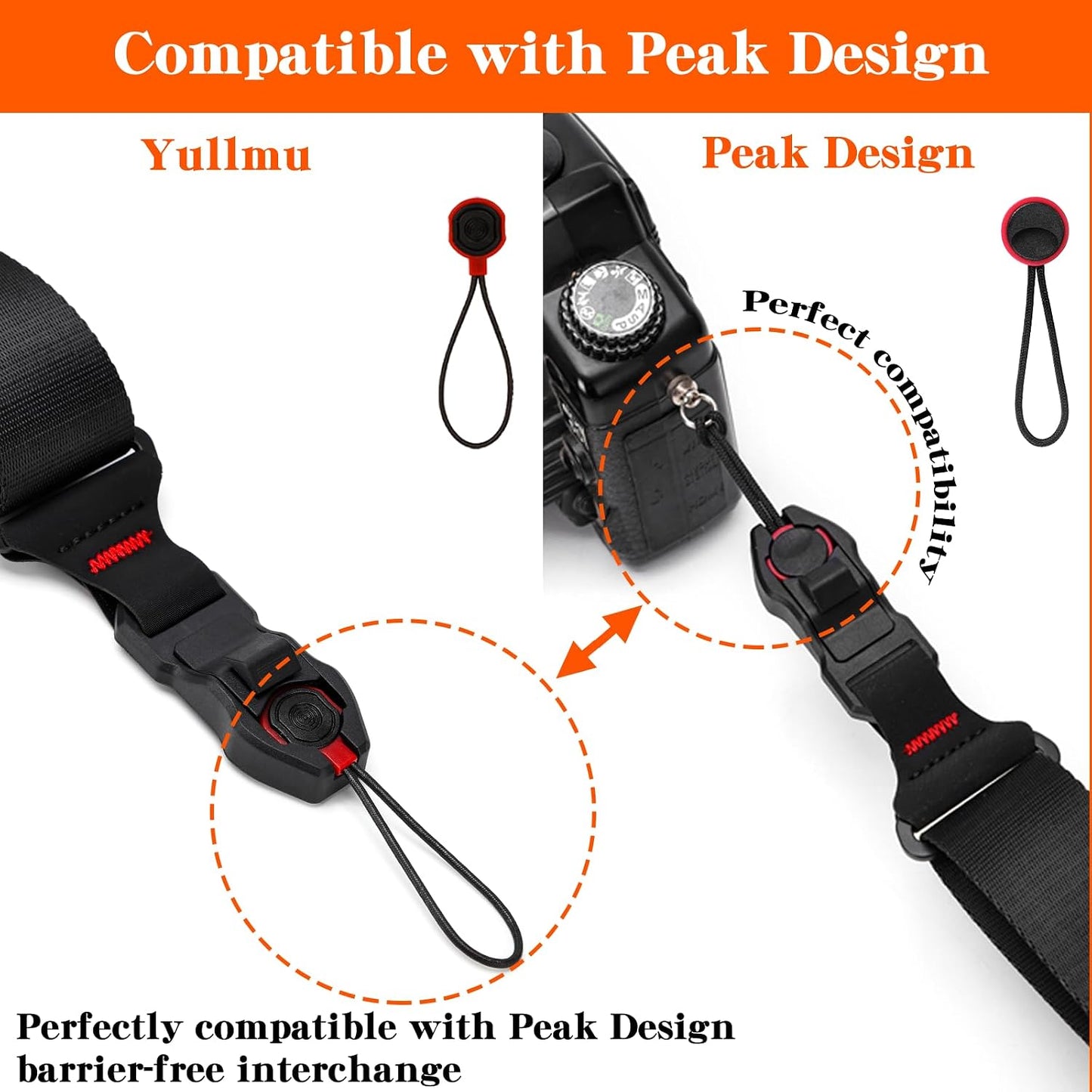 1 inch 198lbs Quick Release Camera Wrist Strap Compatible for Peak Design Buckle Adjustable Wide Load Capacity