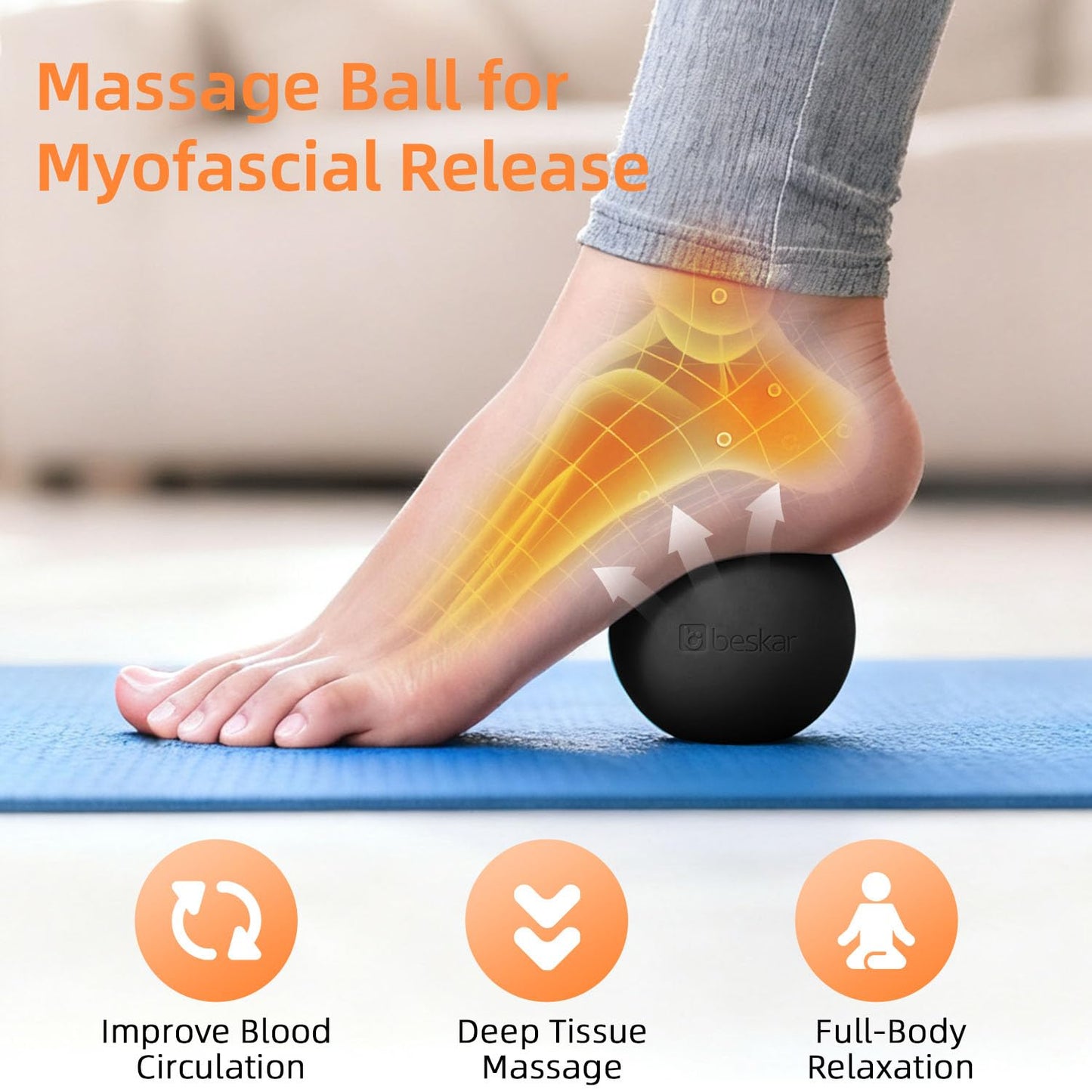 Massage Lacrosse Balls for Myofascial Release, Trigger Point Therapy and Yoga Therapy, Foot Massage Ball to Relieve Plantar Fasciitis Black