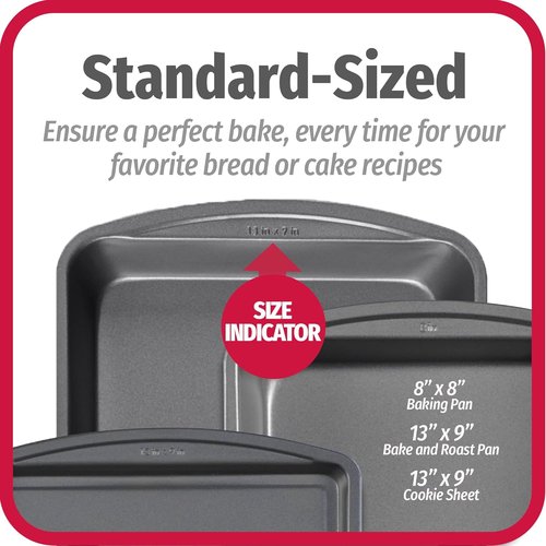 Goodcook 3-Pack Baking Pan Set - Includes 8x8, 13x9 Bake Pan & 13x9 Cookie Sheet