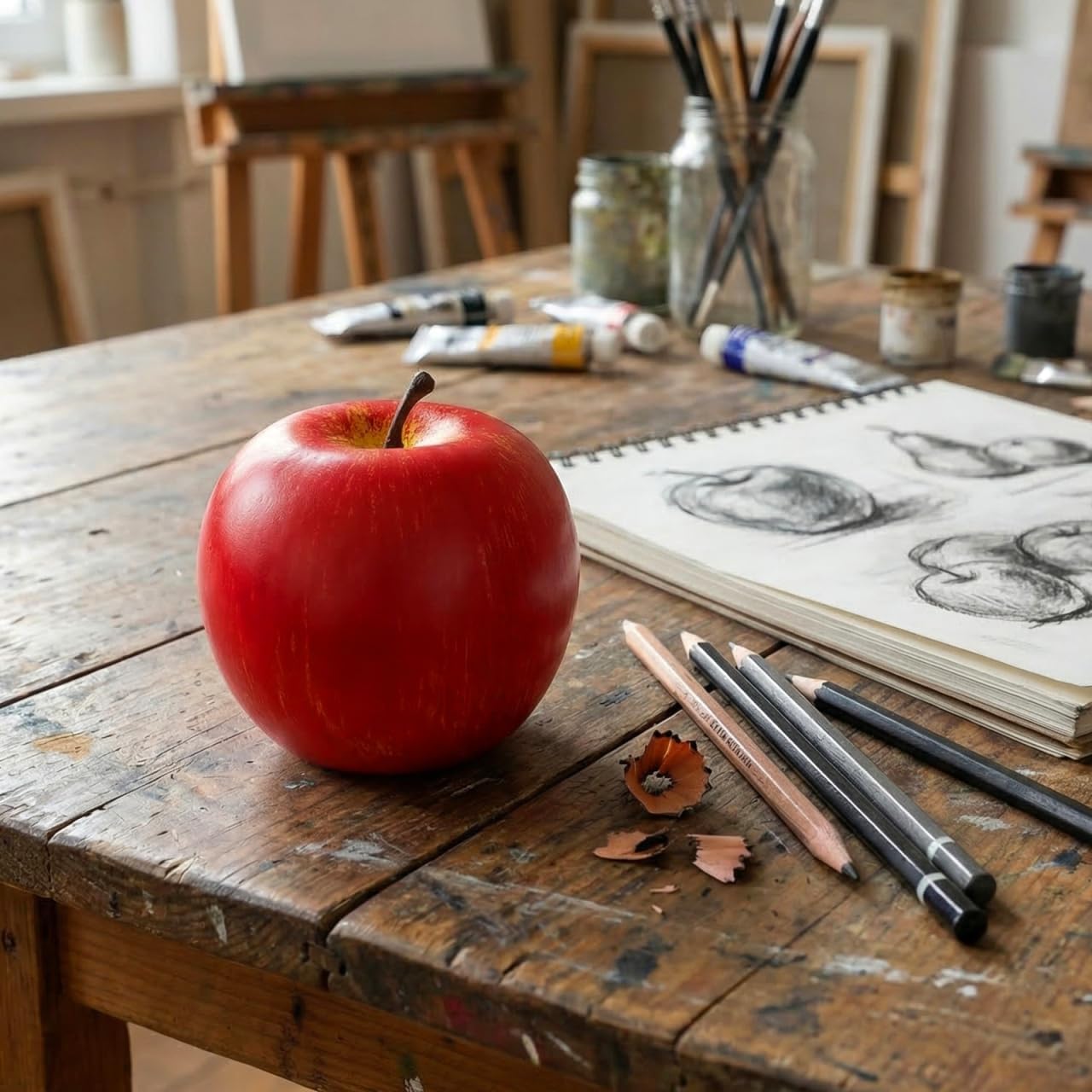 3.14 Inch UKCOCO Large Artificial Red Apple, Realistic Foam Fruit Model for Home Kitchen Decor, Lifelike Fake Apple