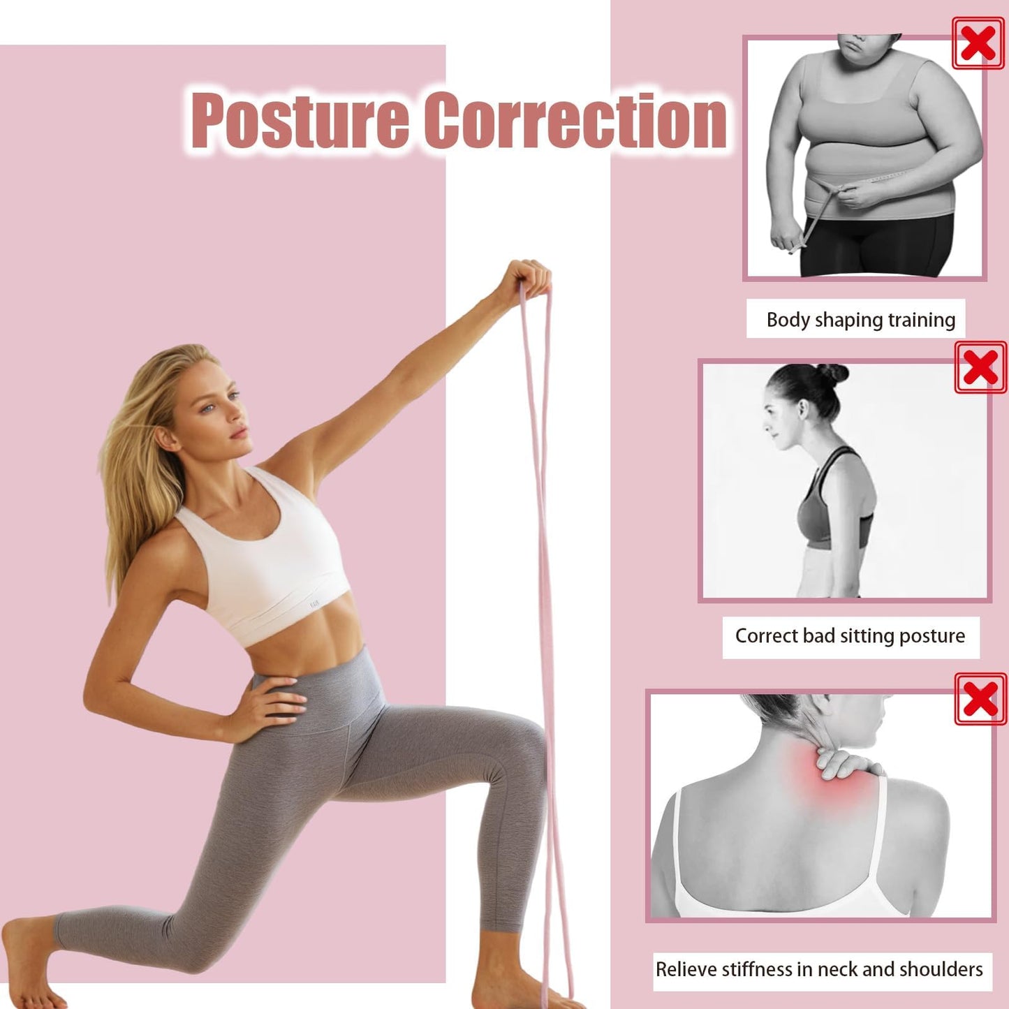 SPGOITRY Figure 8 Resistance Band for Women, 8 Shaped Resistance Bands with Handles, Shoulder Back Arm Bands for Workout