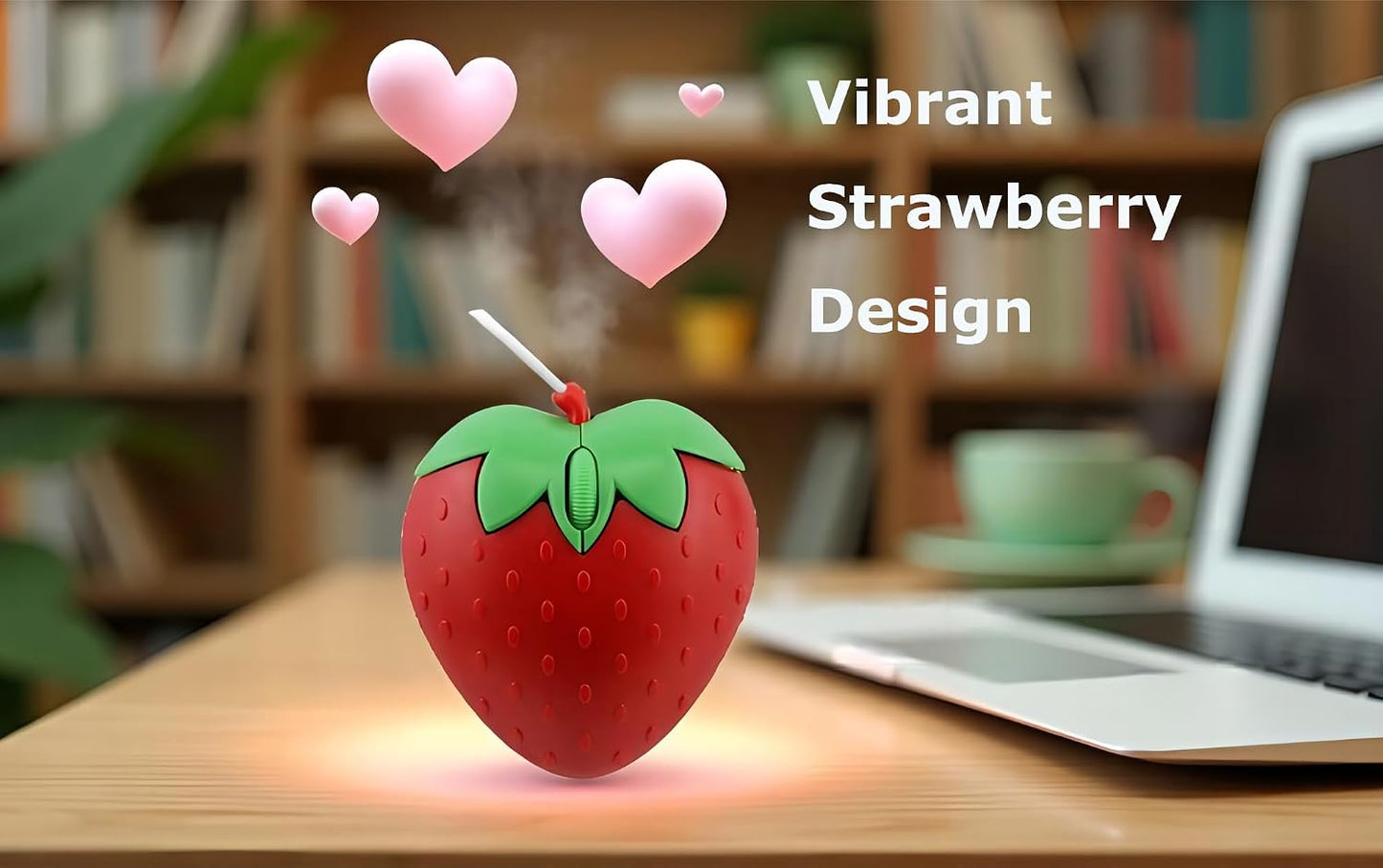 SHARE SUNSHINE Wired Mouse Cute Red Fruit Strawberry Shape Mice, Silent Portable Lightweight USB Girly Optical Corded