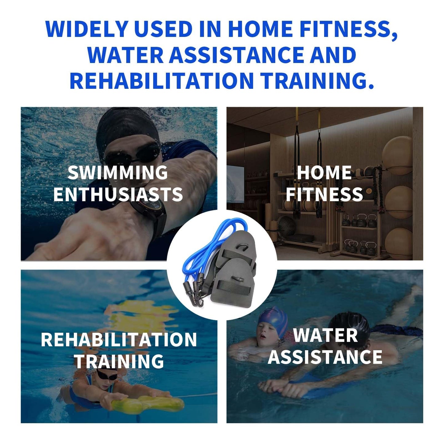 Bestookits Swim Training Equipment for Adults Swim Paddles Resistance Belt - Pool Tether Cord for Lap Swimming Water Belts for Water Aerobics Exercise