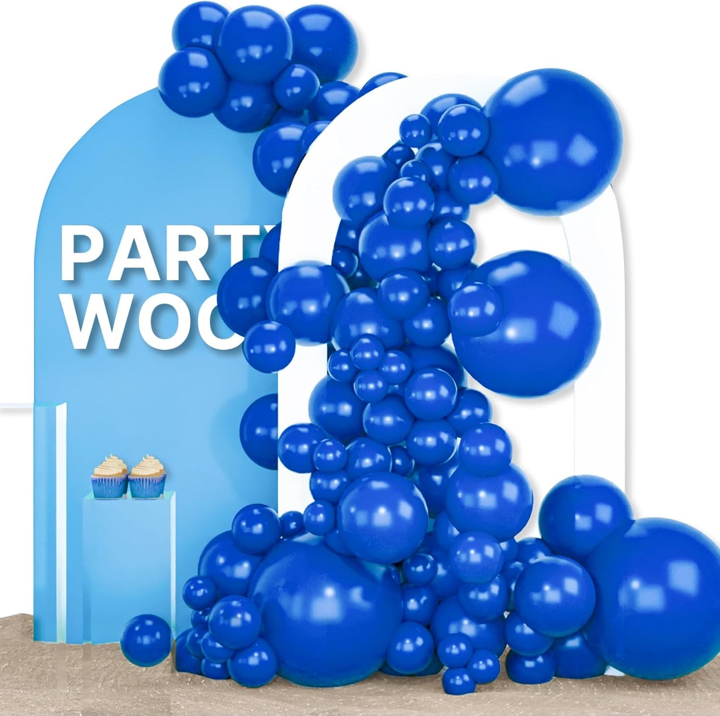 PartyWoo Royal Blue Balloons - 155-Piece Arch Kit for Baby Showers & Graduations | 5-12 Inch Sizes