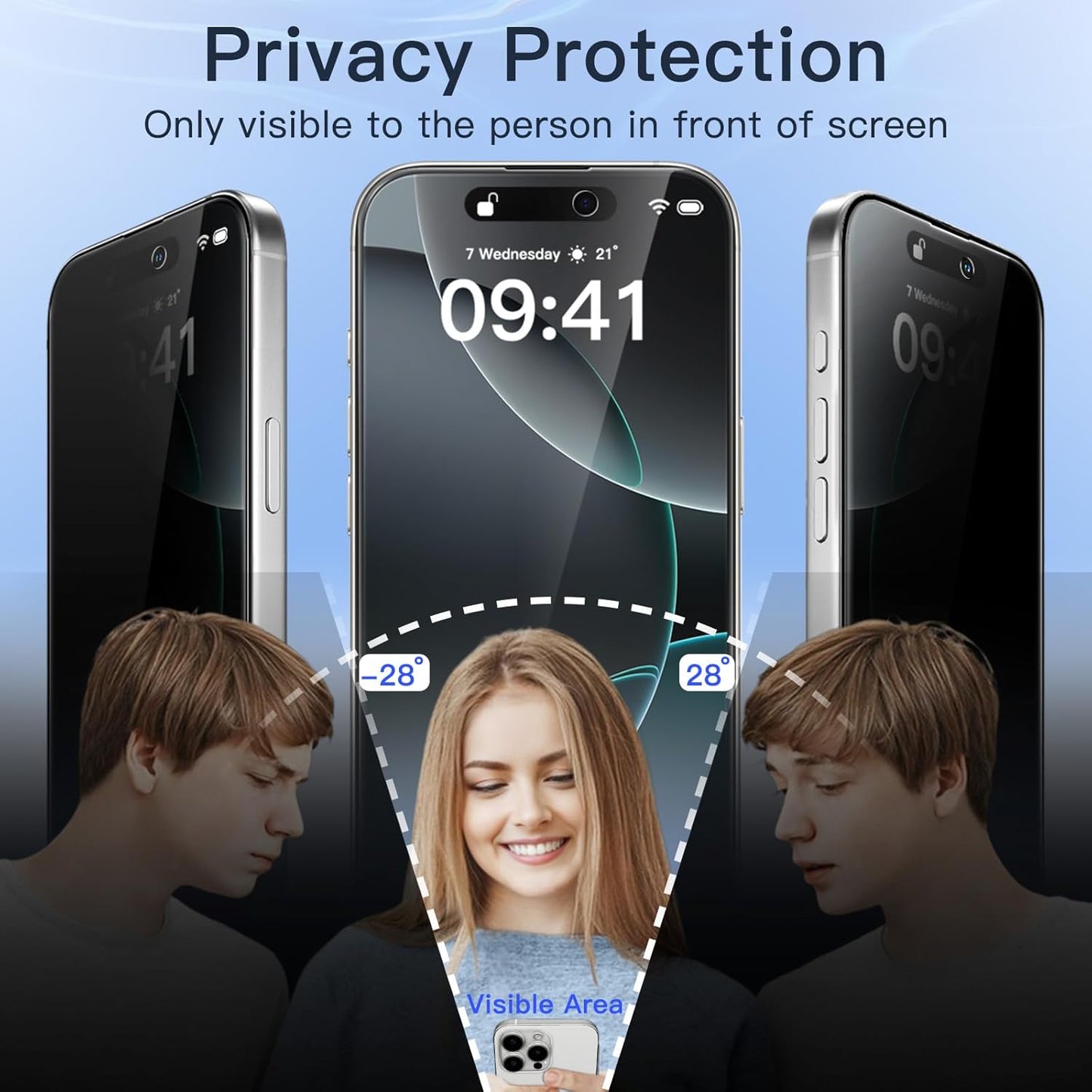 16 6.3-Inch, 2-Pack JETech Privacy Full Coverage Screen Protector for iPhone Pro Black Edge Anti-Spy Tempered Glass