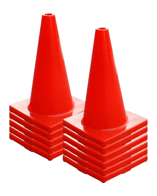 Versatyle 18in Heavy Duty Agility Training Cones for Soccer, Football, Basketball, Sports Drills, Flexible Motorcycle & Traffic Training Cones, Durable, Versatile, High Visibility (Set of 12, Orange)