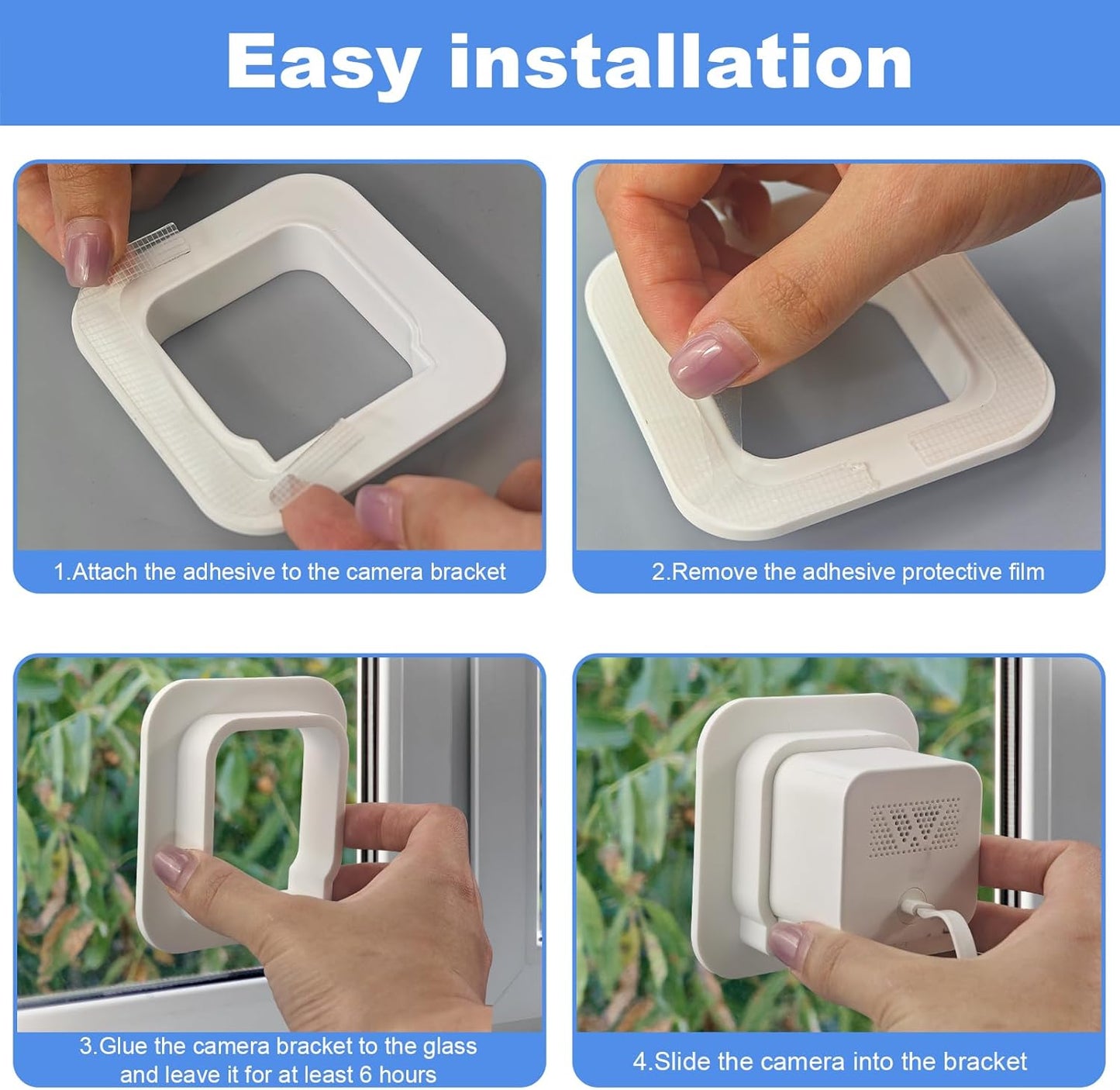 REEYEAR 2 Pack V4/V3 Window Mount fits for Wyze Cam Stick-On Glass Camera Holder for Outdoor Monitoring, Birdwatching