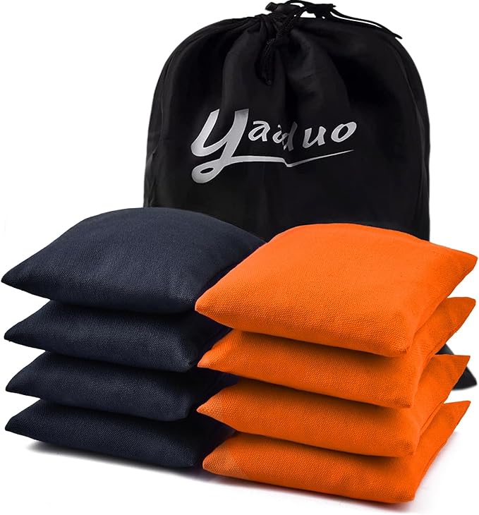 Set of 8 Regulation Cornhole Bags Double Sided, Weather Resistant Bean Bags for Cornhole Toss Game, Corn Hole Beans Bags with Tote Bag