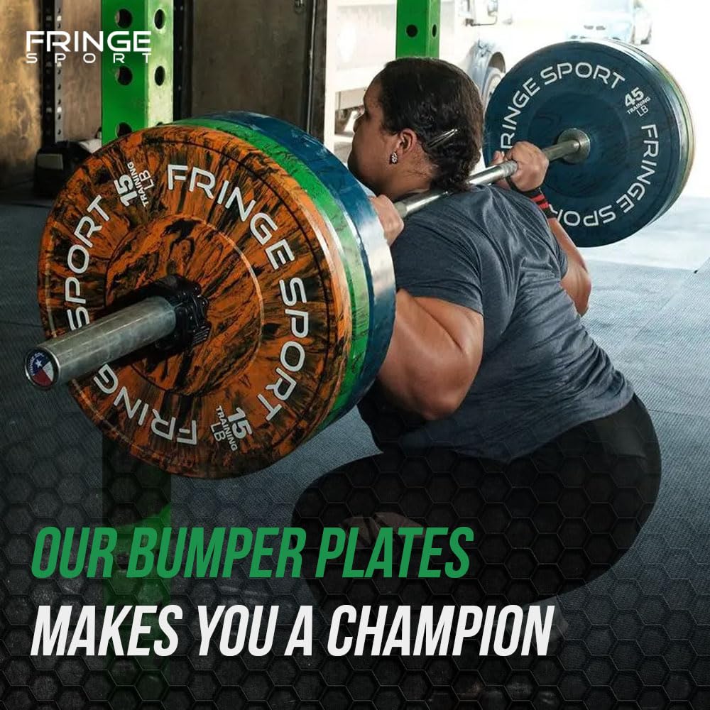 FringeSport Savage Bumper Plates Set and Pairs - Olympic Weight Plate - Rubber Weight Plates with Steel Insert Strength Training Plate (10lb - 460lb)