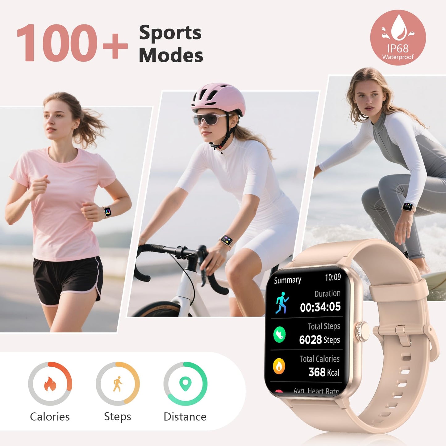 Blackview 2026 Fitness Tracker (Answer/Make Calls), Smart Watch for Men and Women with Heart Rate/SpO2/Sleep Monitor/2 Straps, 100+ Sports Modes, IP68 Waterproof Activity Tracker for Android/iPhone