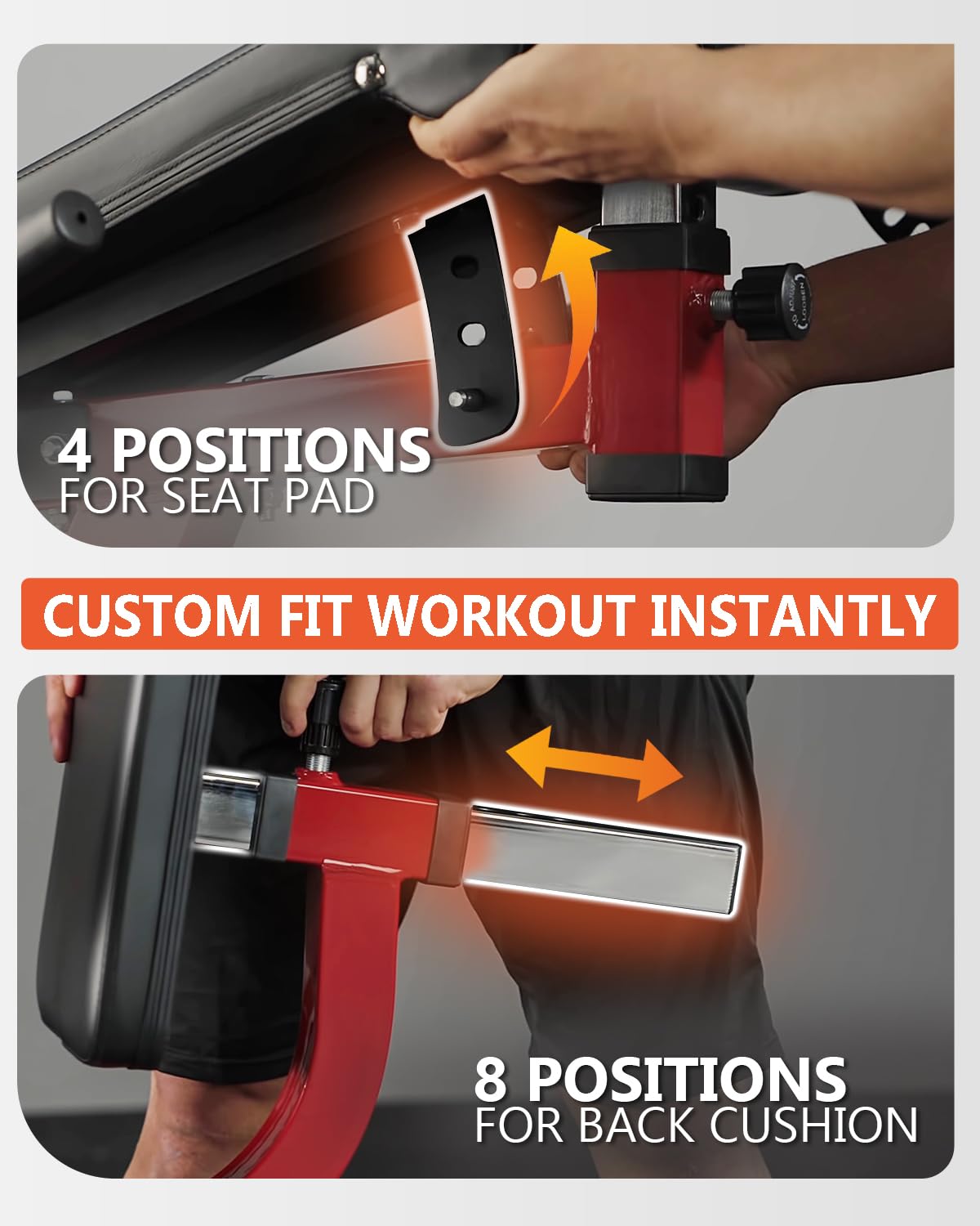 GMWD Leg Extension and Curl Machine, Lower Body Special Leg Machine, Adjustable Leg Exercise Bench with Plate Loaded, Leg Rotary Extension for Thigh, Home Gym Weight Machine, Red