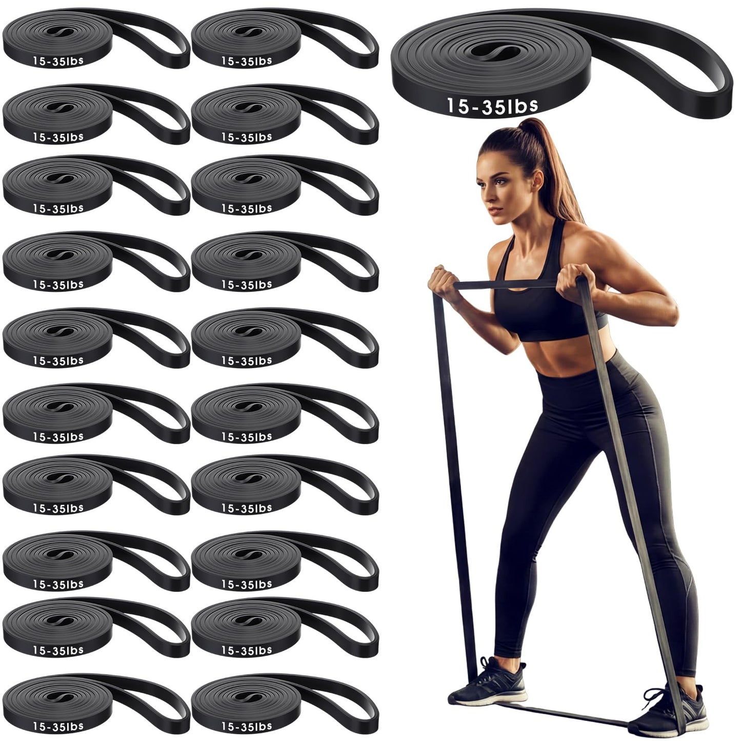 Teyva Daily 20 Pcs Resistance Bands for Stretching Heavy Duty Pull up Assistance Bands 15-35 Lbs for Home Gym Strength Training Exercise Workout Yoga, Black
