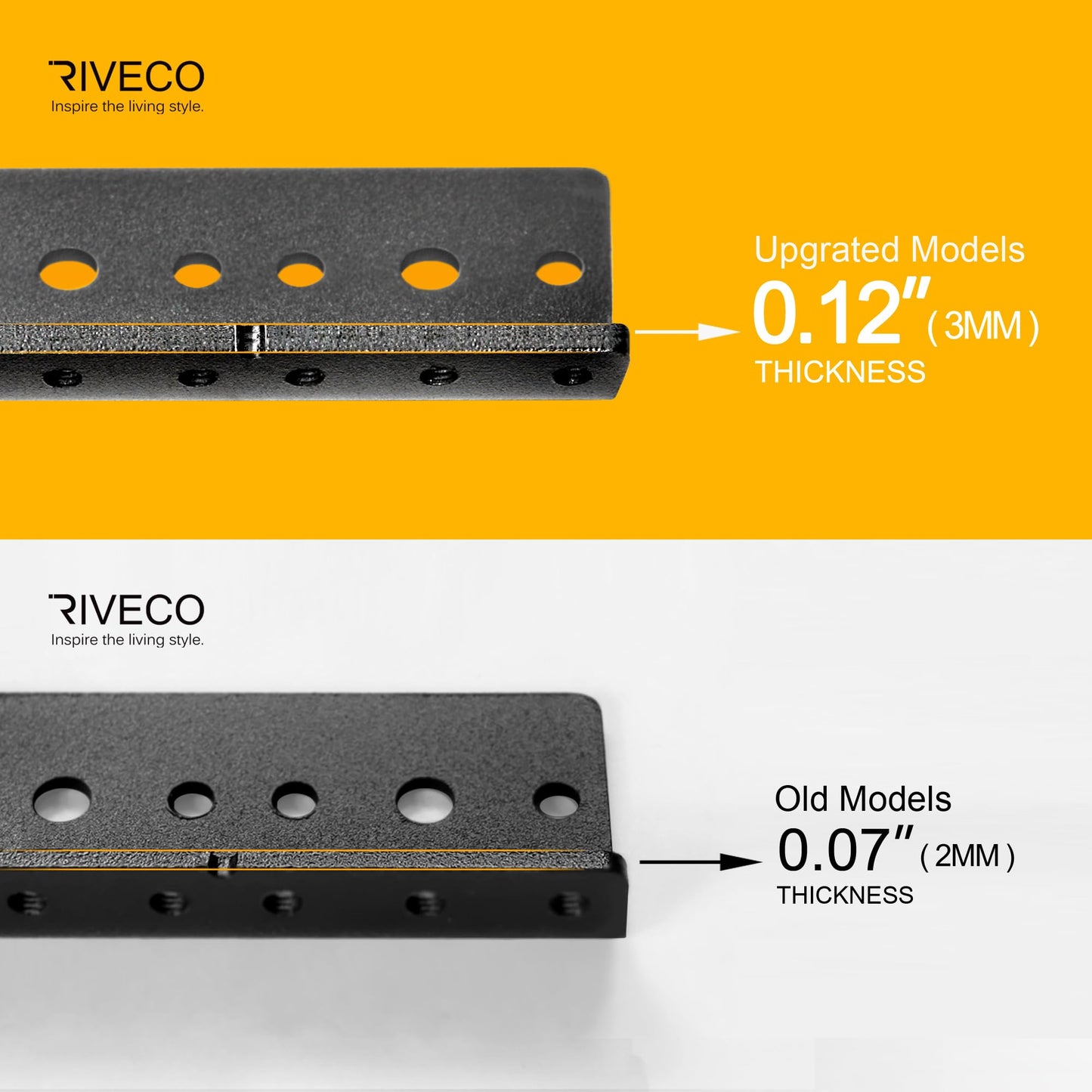 RIVECO 14U Vertical Rack Rails Kit Heavy Duty Server Rack Mount Rails 2PCS Black