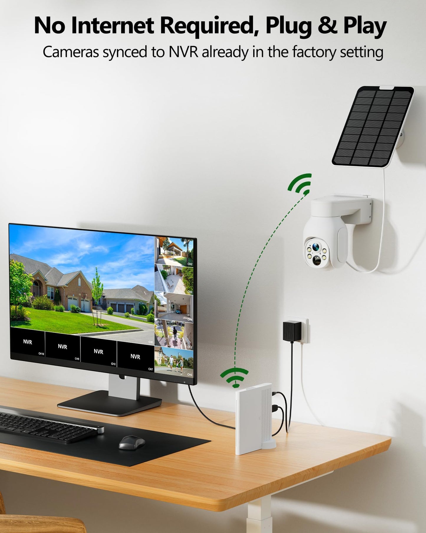 CAMCAMP Solar Security Cameras Wireless Outdoor, 4MP 2K Battery Powered WiFi System with 10CH NVR & 500GB HDD, 355° Pan Tilt PTZ, PIR Motion Detection, Color Night Vision, 2-Way Audio, No Monthly Fee