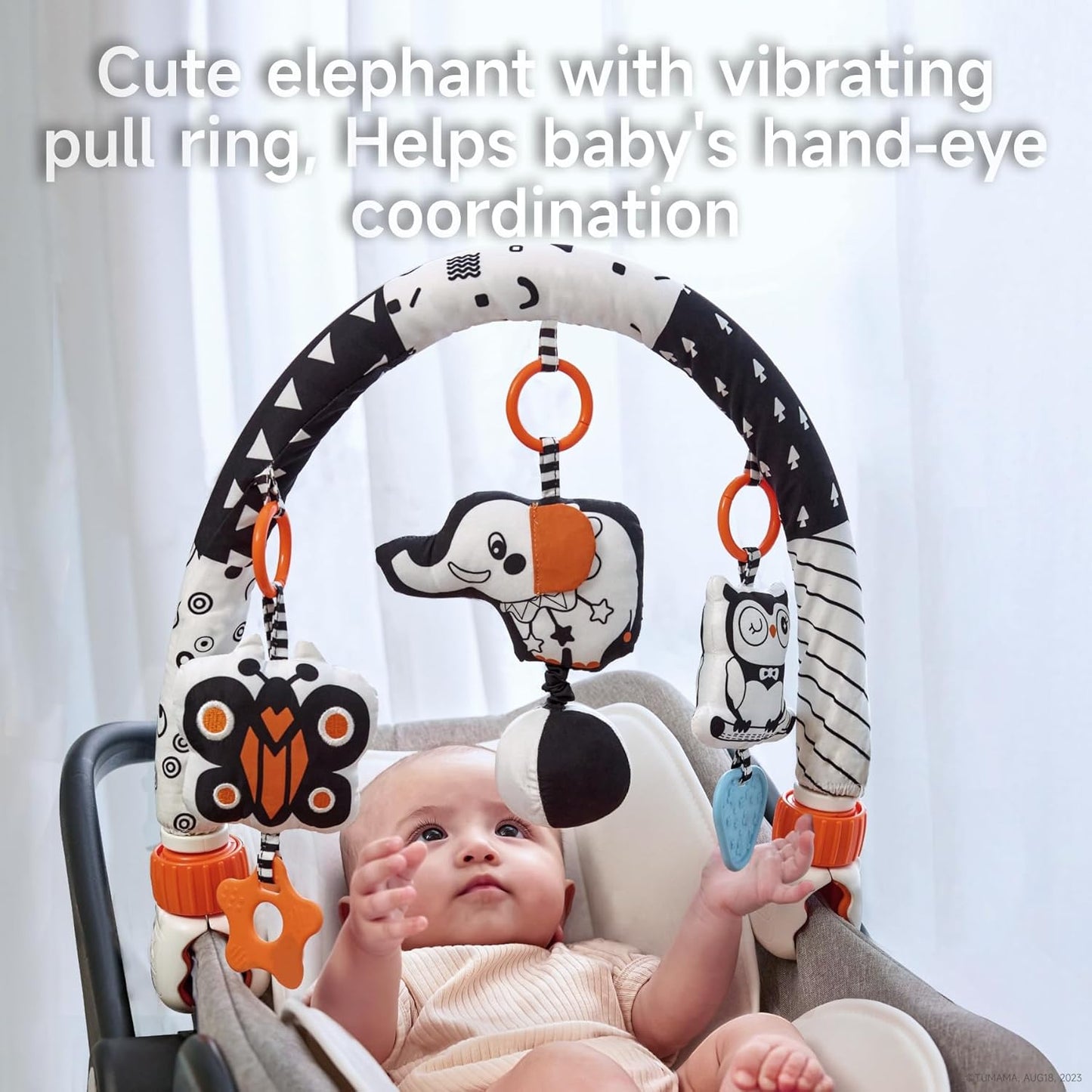 TUMAMA Baby Car Seat Toys - Sensory Hanging Rattle Arch with Musical Features | For Infants 0-6 Months