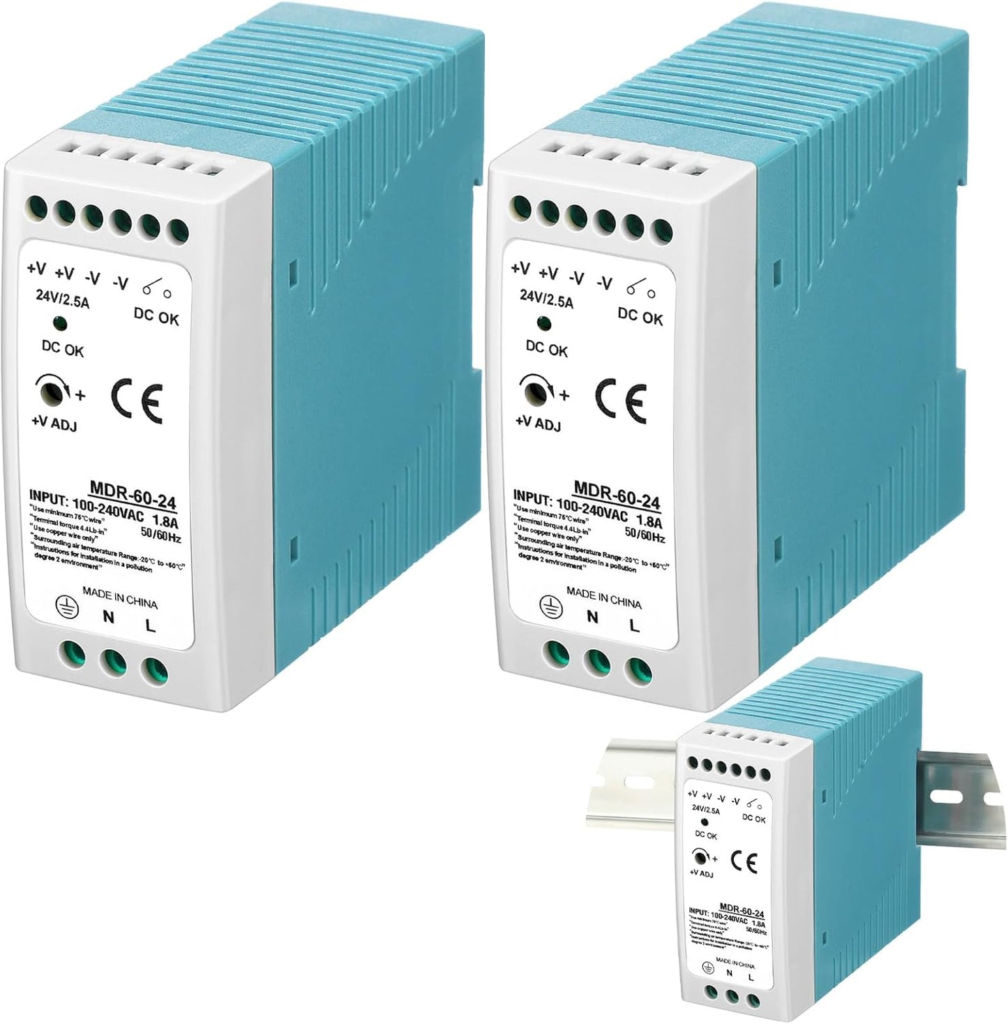 2 24vdc 24v 2.5a 60w 100-240vac, 24vdc, 50/60hz) Yexiya Pcs Power Supply Din Rail Power Supply Mdr Din Rail Dual Output