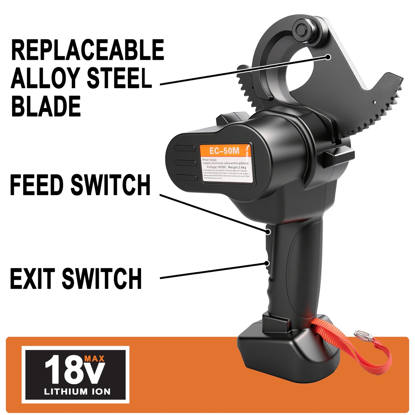 21V Battery Ratcheting Cable Cutters Cordless Heavy Duty Electric Wire Cutters(1000 MCM Copper/1250 MCM Aluminum) Electrical Ratchet Portable Cable Cutter with Comfort Grip Handle, Alloy Steel Blades