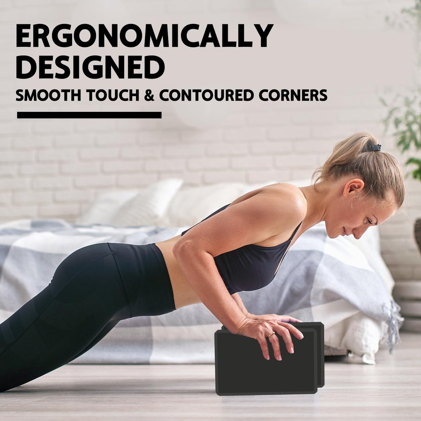 MBKHFLL Yoga Block - Supportive Latex-Free Eva Foam - Soft Non-Slip Surface with Beveled Edges for Yoga, Pilates, Meditation - Yoga Accessories for Stability, Balance, Deepen Stretches (black)