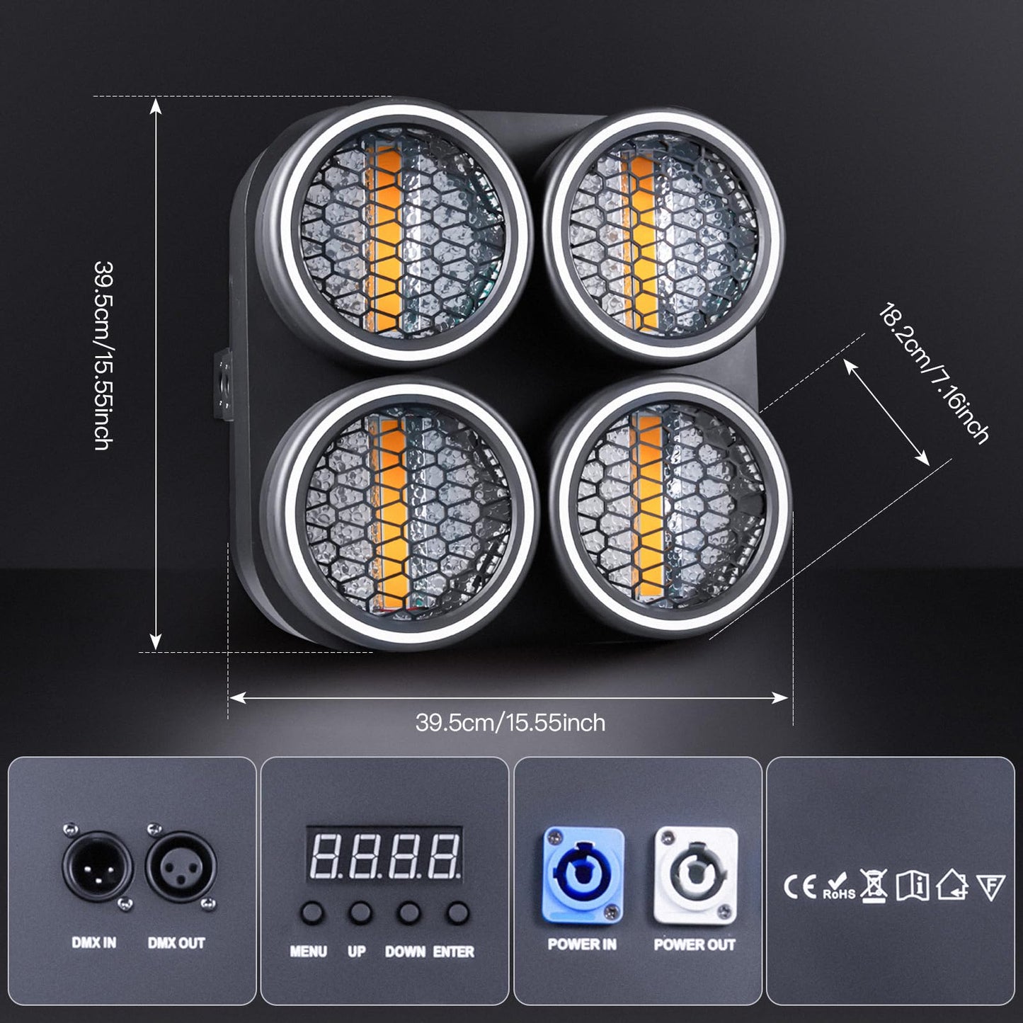 XFALIGHTS COB Stage Lights, RGBWA LED Blinder Spotlight, Par Can Stage Light Retro Matrix Light with Golden Halo Effect, DMX512 Sound-Active Uplighing for Party DJ Party Club Wedding Events