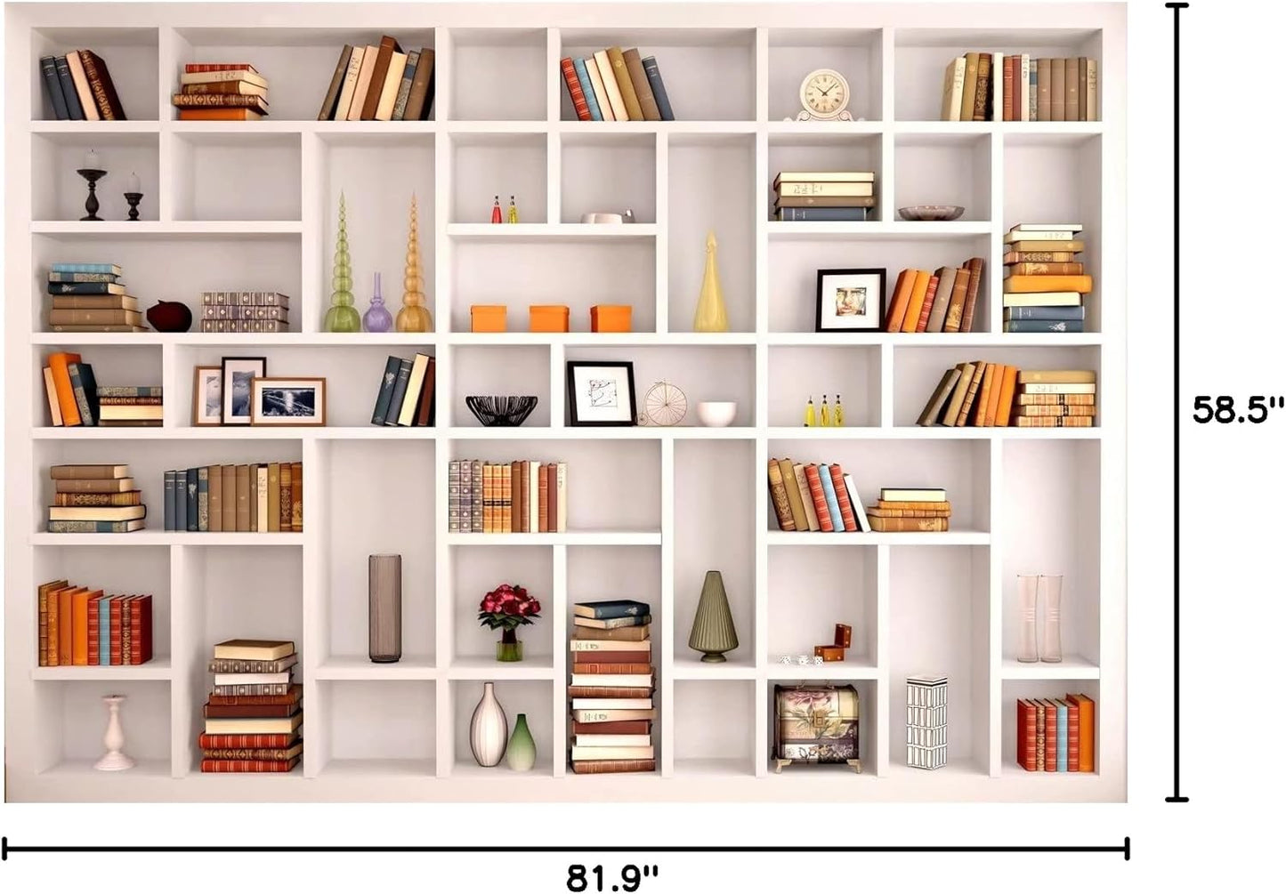 BELECO 7x5ft Fabric White Bookshelf Backdrop Library Modern Office Bookcase Backdrop Home Office Zoom Meeting Video