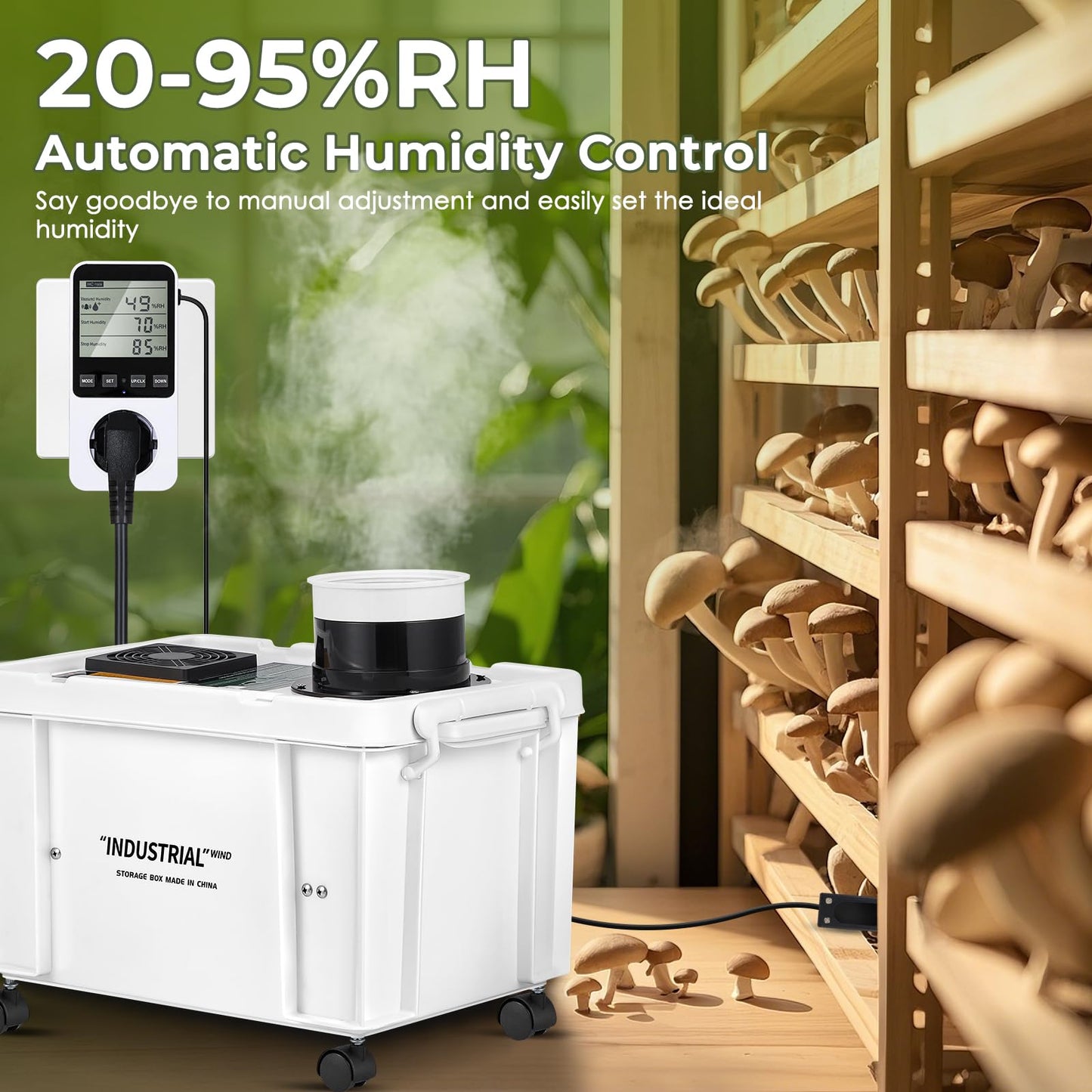 Mxmoonant 10kg/H Ultrasonic Mist Maker DIY Humidifier Kit, Adjustable Mist Volume | Automatic Water Filling | Humidity Controller Cool Mist Humidifier for Mushroom Growing, Greenhouses 110V