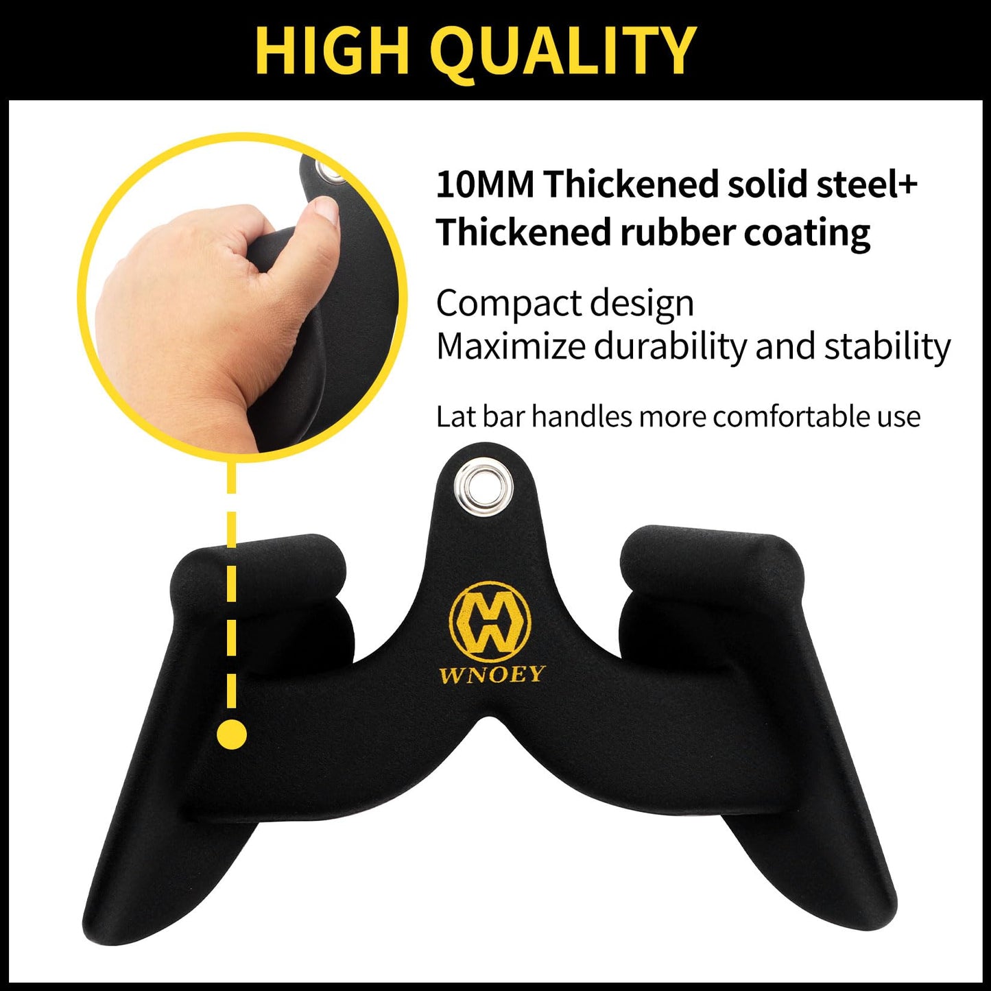WNOEY LAT Pull Down Bar, LAT Pulldown Attachments T-bar V-bar,Pull Down Bar with Ergonomic Handle, Tricep Bar Back Strength Training Handle, Grips Cable Back Attachments for Home Gym (33Inch+13Inch)